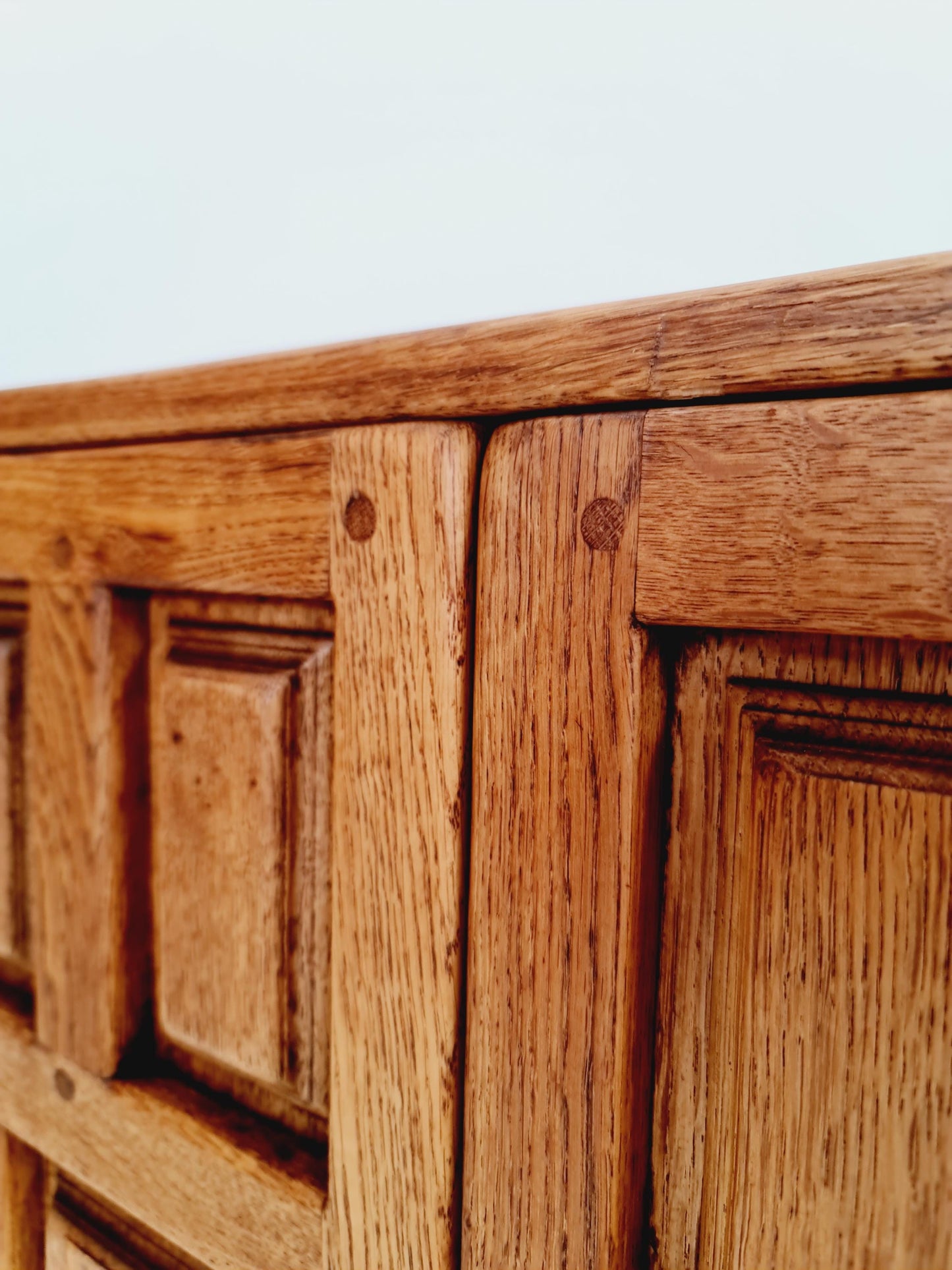 Rare Mid century Spanish Solid oak Brutalist Sideboard ,1960s