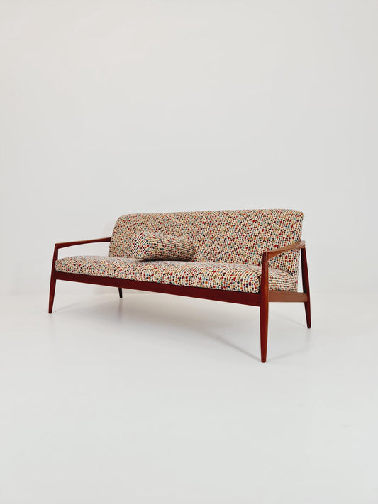 Mid-century Rare German teak lounge sofa 3 -Seater ,Carl Straub for Goldfeder 1960s