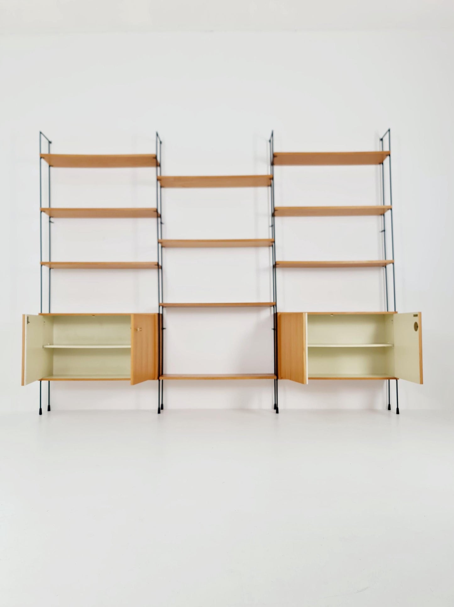 Mid century Ash wall shelving unit by Hilker for Omnia, Germany, 1960s