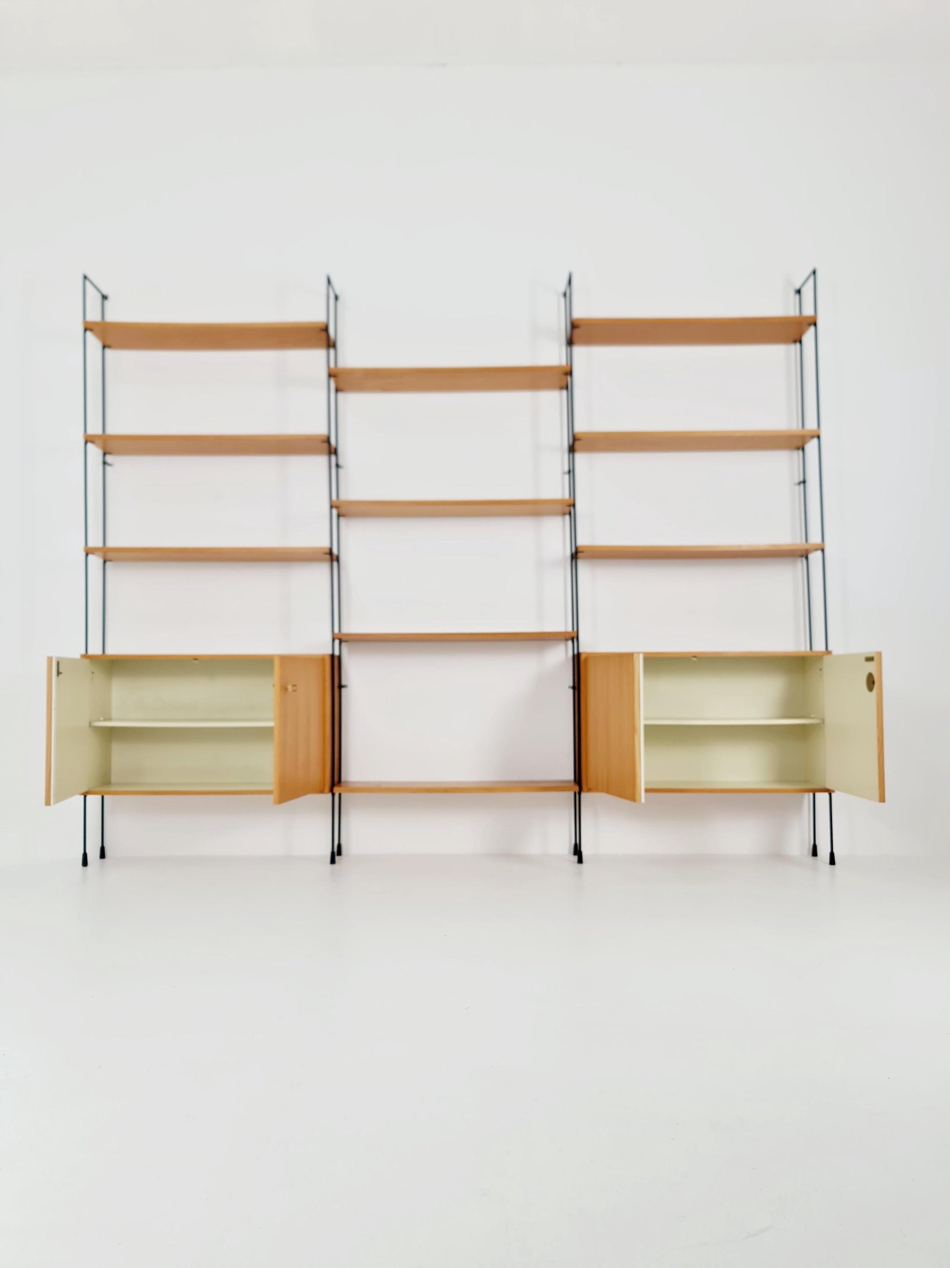 Mid century Ash wall shelving unit by Hilker for Omnia, Germany, 1960s