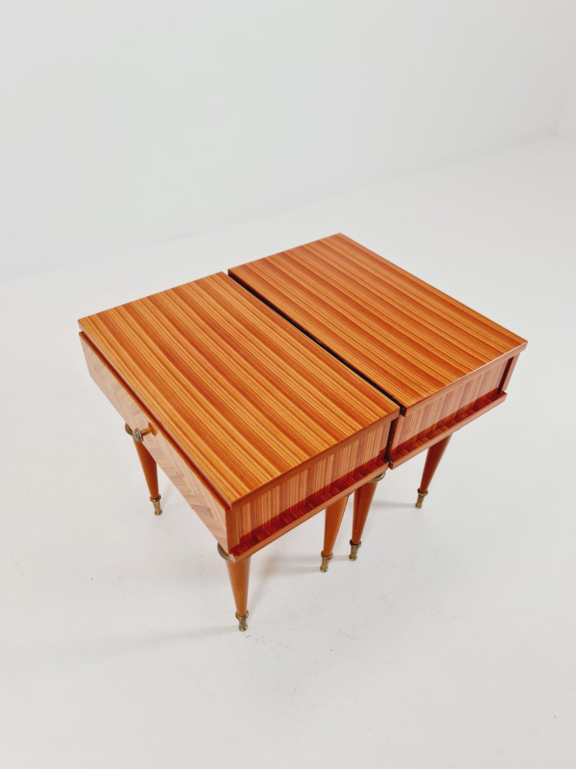 Rare Mid century French side tables/ Bedside tables/ Nightstands, ,1950s, set of 2