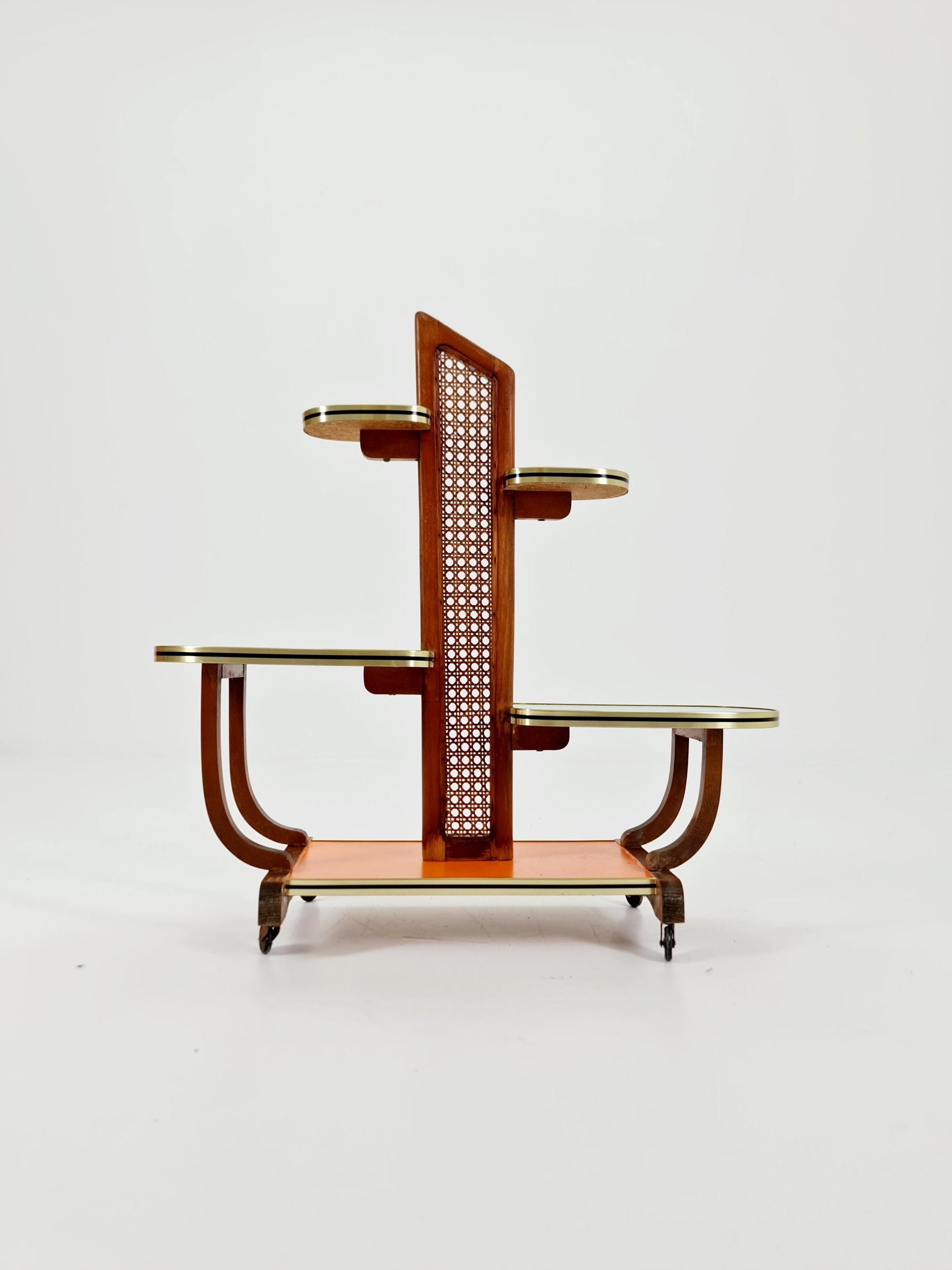 Big 1950s German Plant Stand, Colorful Vintage Mid-Century Minimalist Indoor Plant Stand Side Table Retro flower table