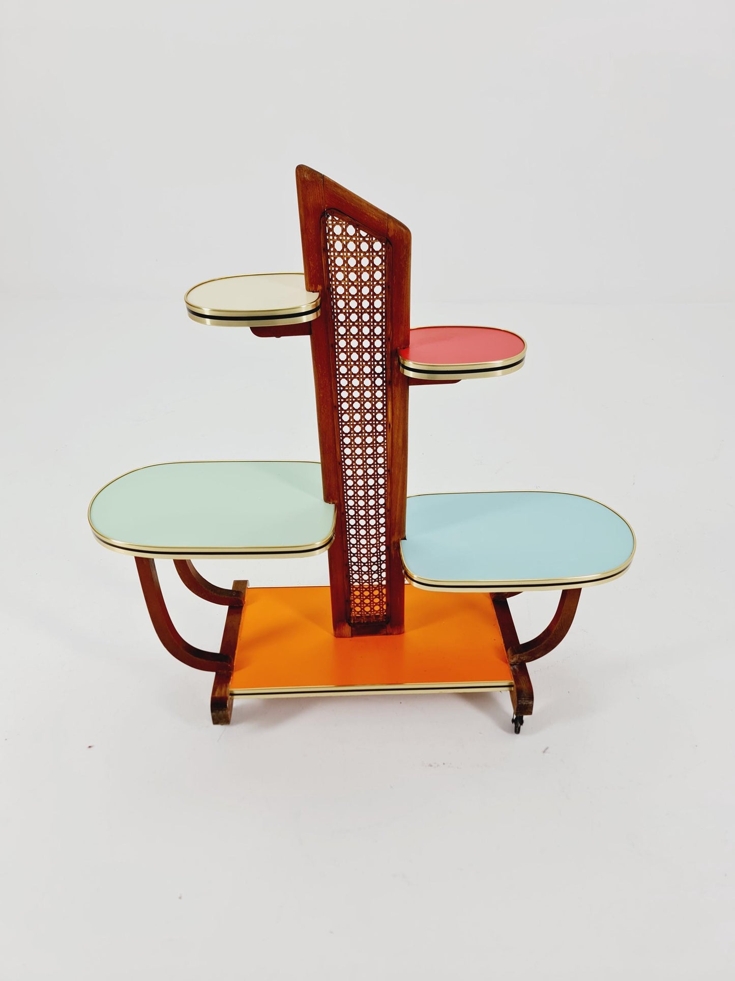 Big 1950s German Plant Stand, Colorful Vintage Mid-Century Minimalist Indoor Plant Stand Side Table Retro flower table