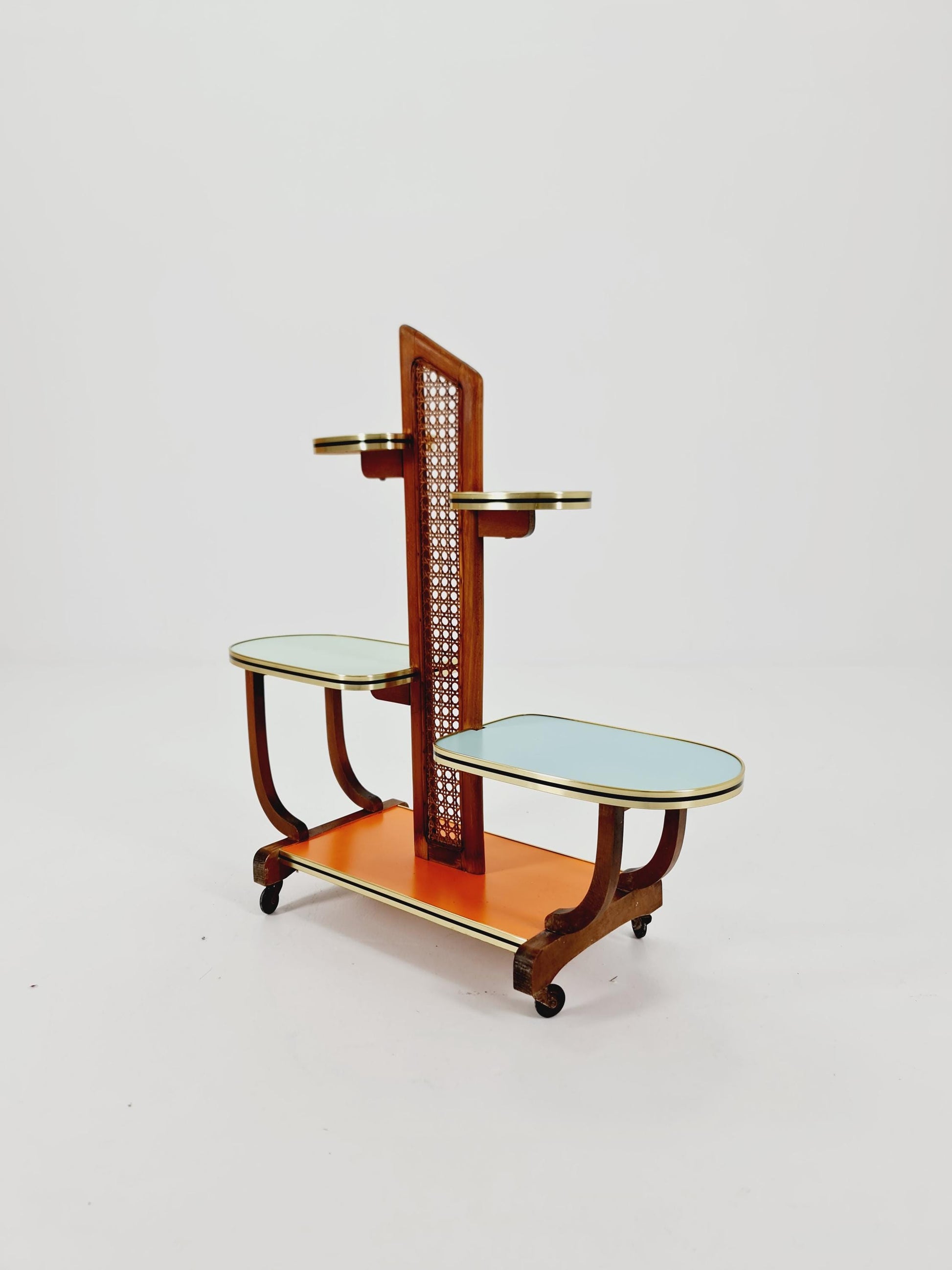 Big 1950s German Plant Stand, Colorful Vintage Mid-Century Minimalist Indoor Plant Stand Side Table Retro flower table
