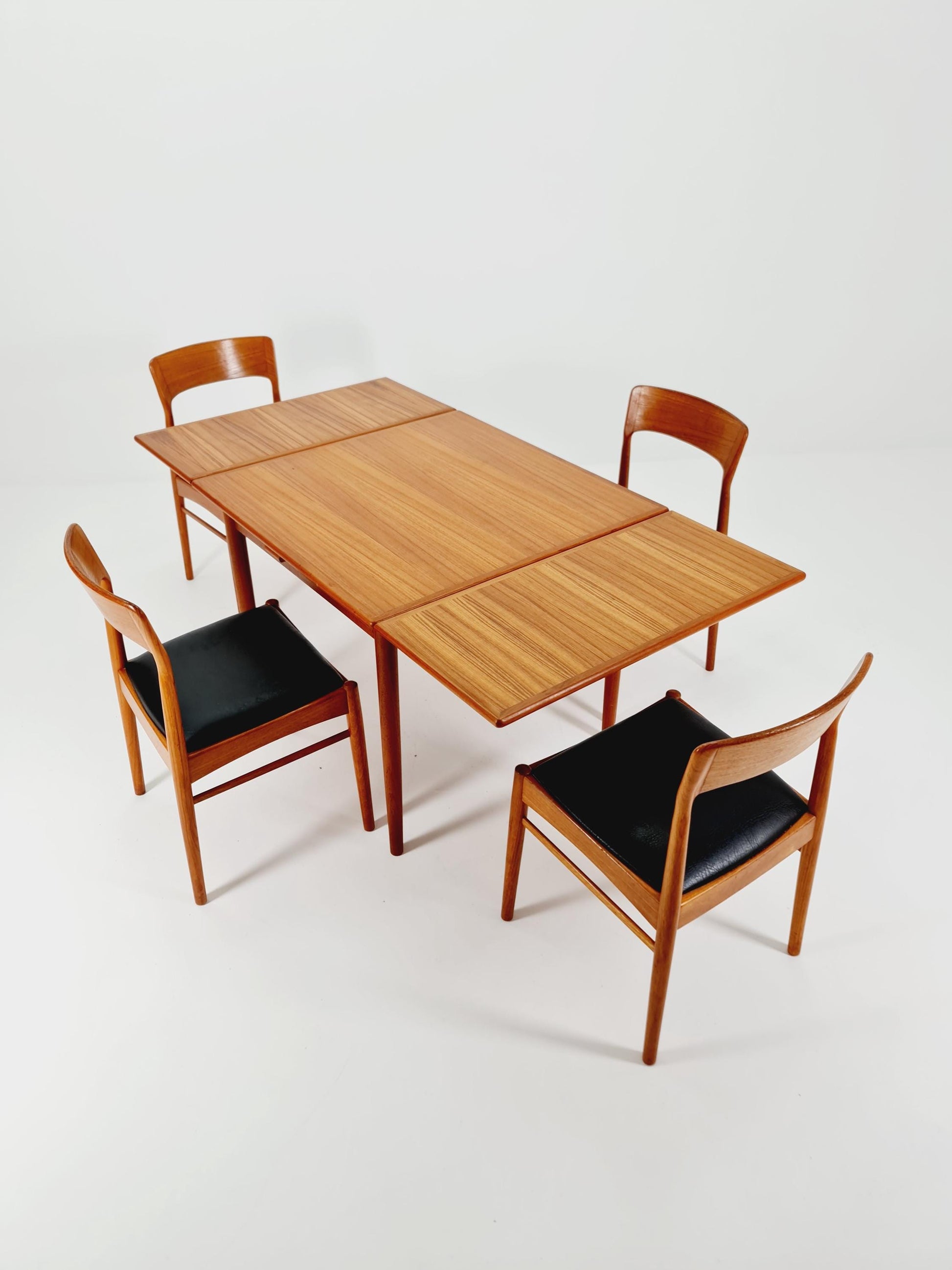 Danish rectangular teak table with two extension leaves, Denmark 1960s