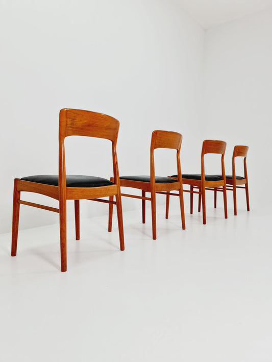 Vintage Danish solid teak dining chairs By Kai Kristiansen for K.S , 1960s, Set of 4