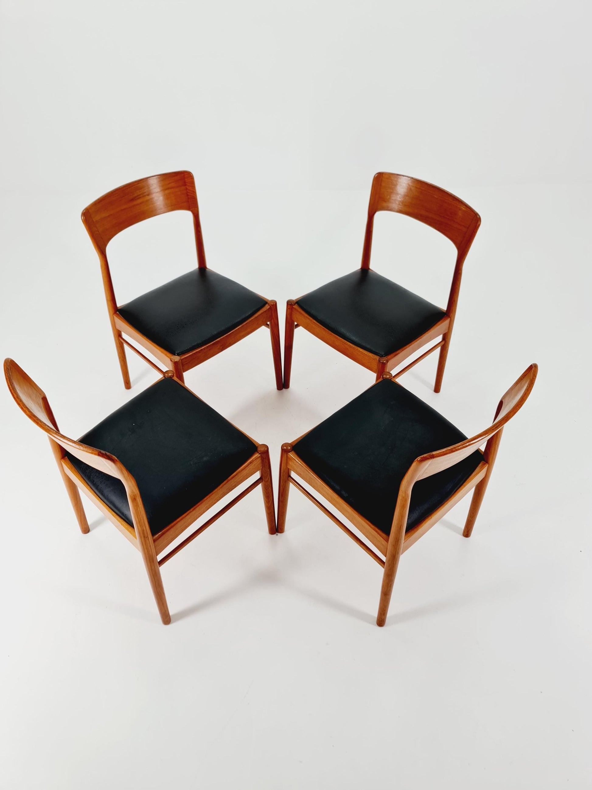 Vintage Danish solid teak dining chairs By Kai Kristiansen for K.S , 1960s, Set of 4