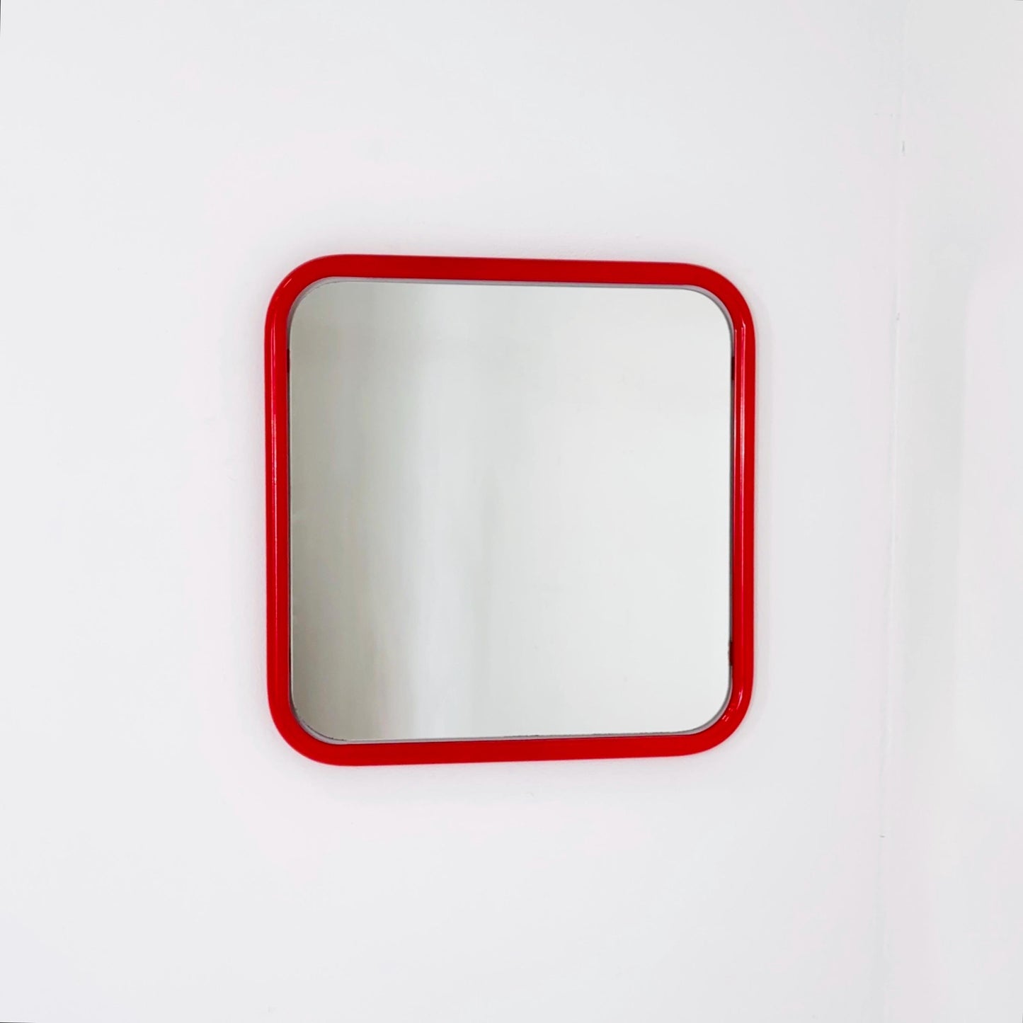 Mid century Space Age Chrom Red Wall Mirror — Germany 1970s