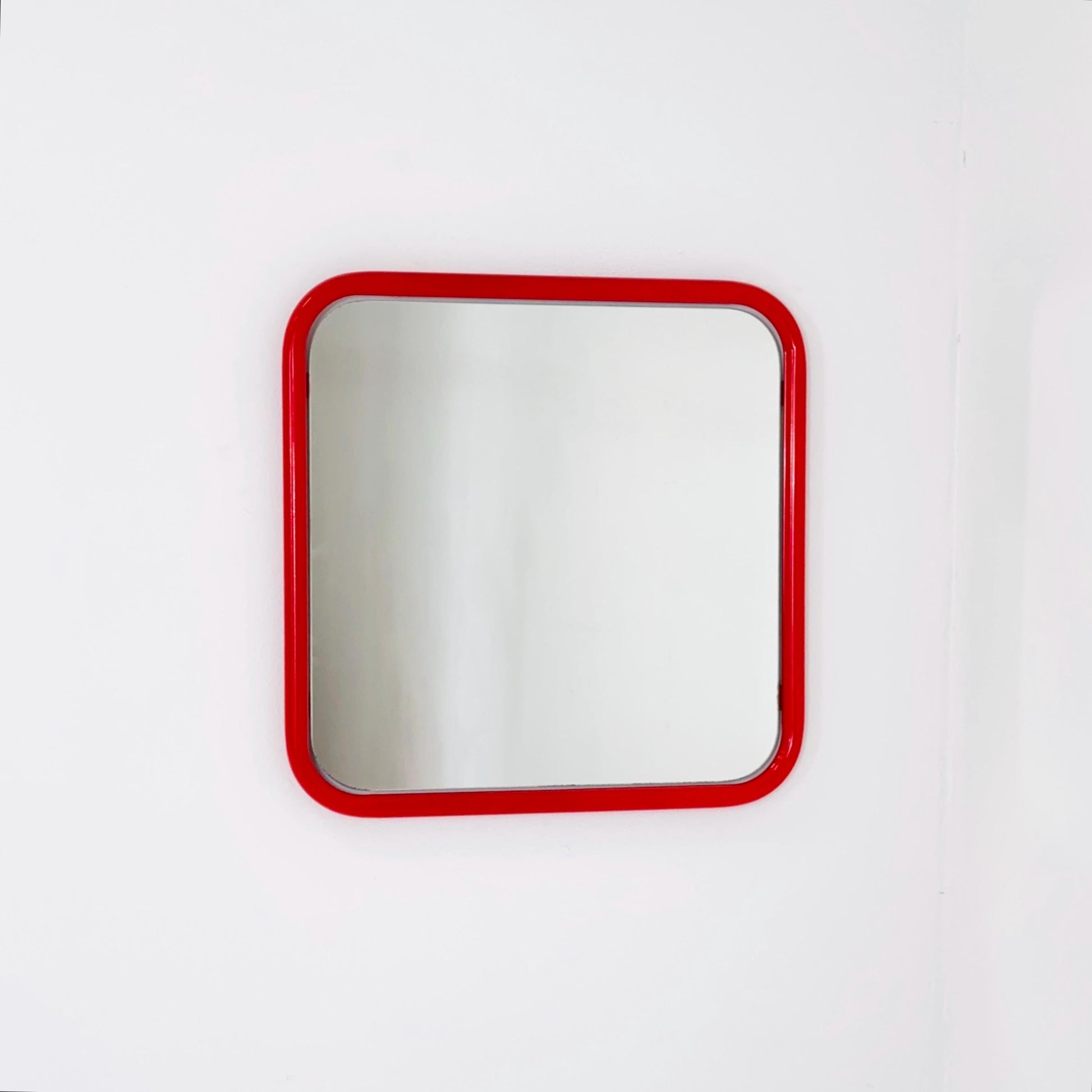 Mid century Space Age Chrom Red Wall Mirror — Germany 1970s