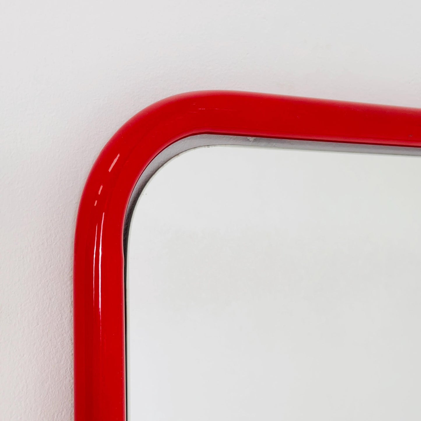Mid century Space Age Chrom Red Wall Mirror — Germany 1970s