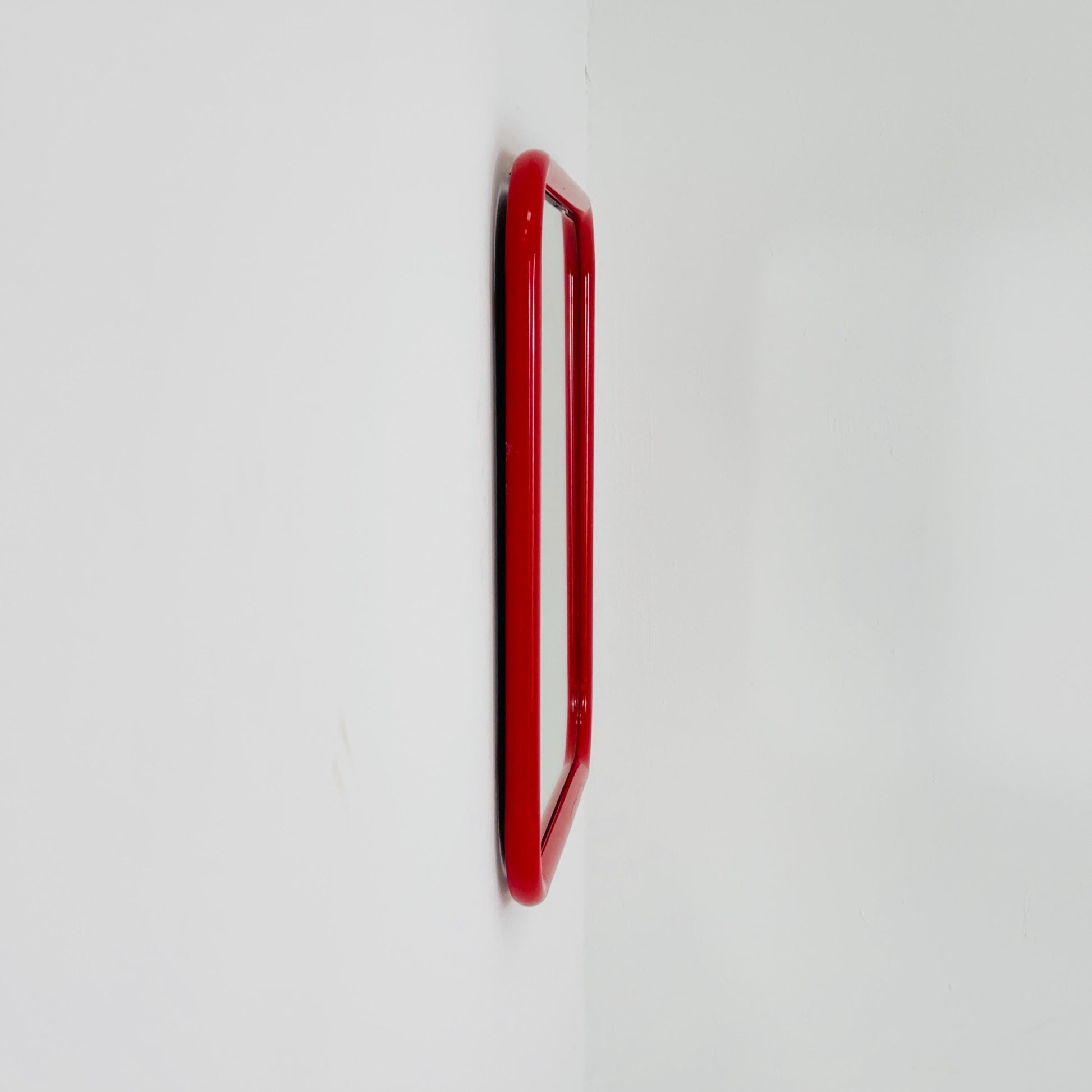 Mid century Space Age Chrom Red Wall Mirror — Germany 1970s