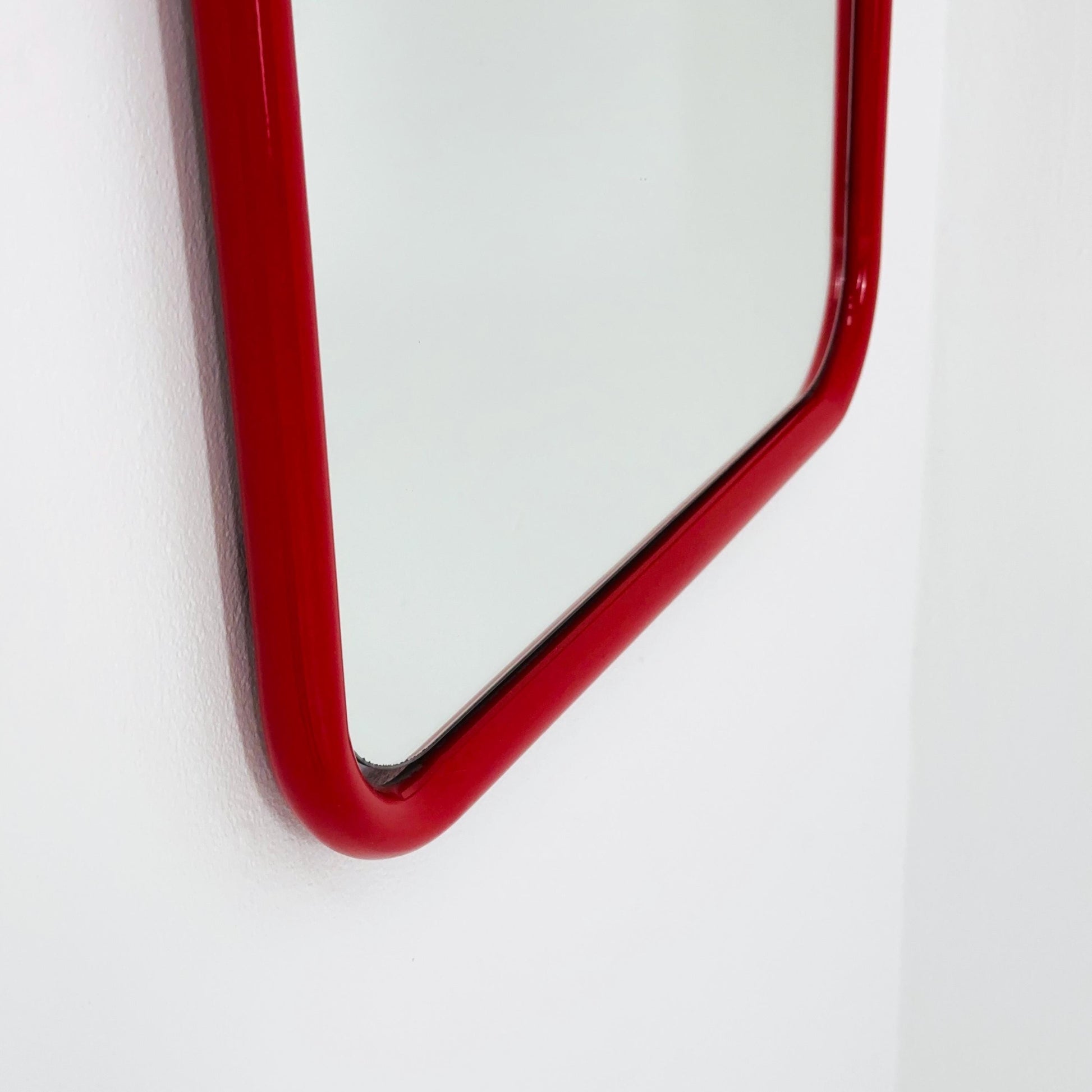 Mid century Space Age Chrom Red Wall Mirror — Germany 1970s