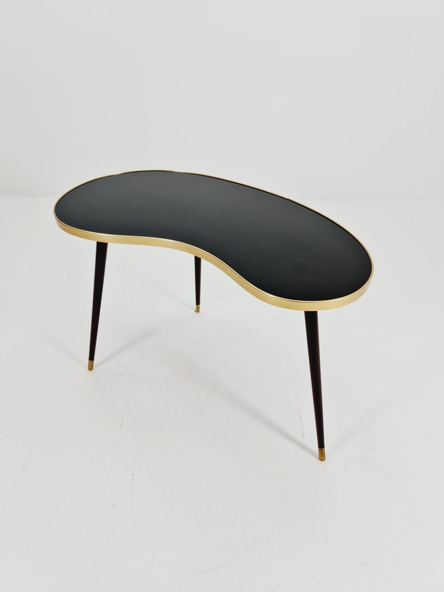 German Mid-Century Tripod Glass & Brass Coffee Table By Else 1950s