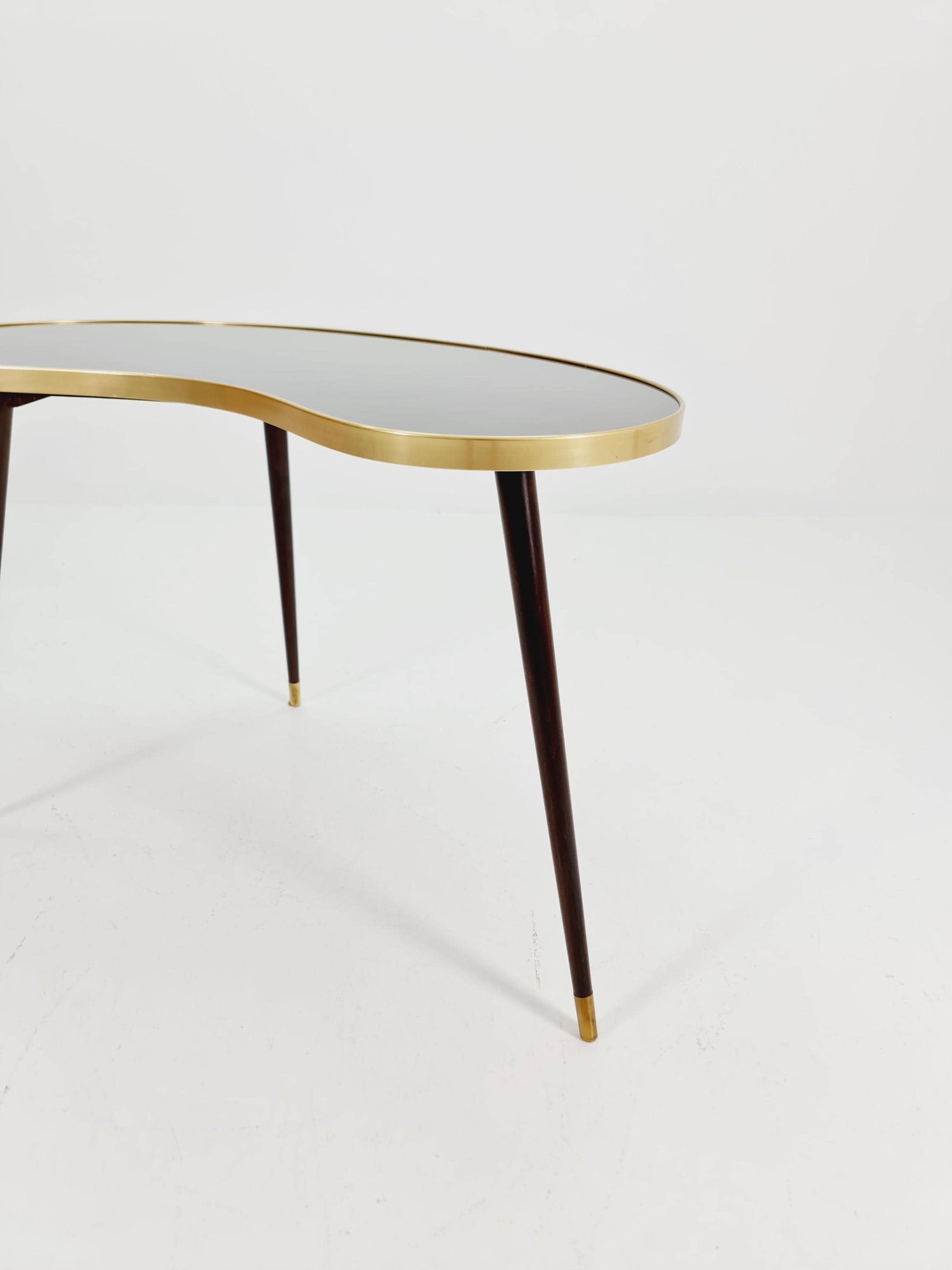 German Mid-Century Tripod Glass & Brass Coffee Table By Else 1950s