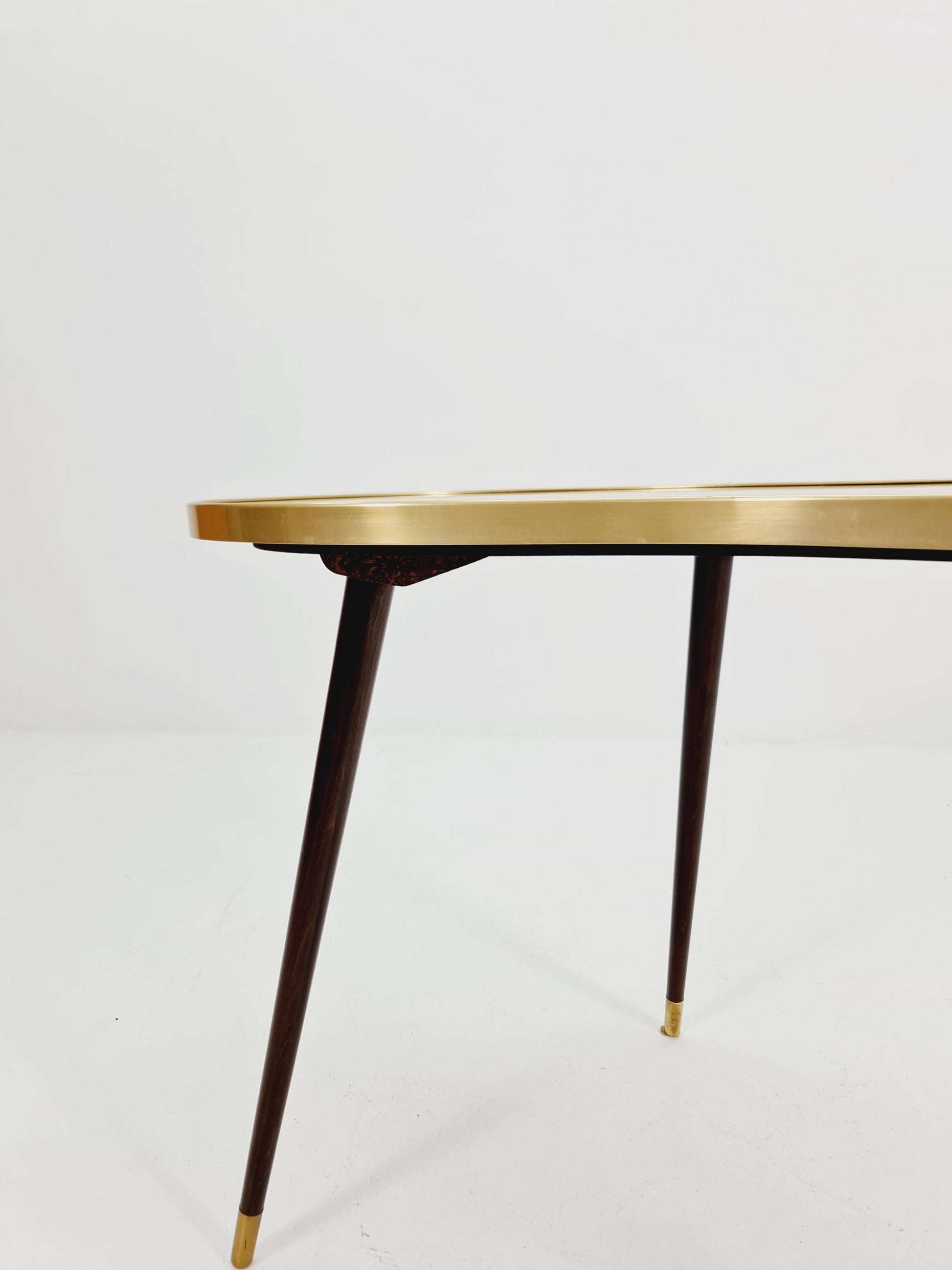 German Mid-Century Tripod Glass & Brass Coffee Table By Else 1950s