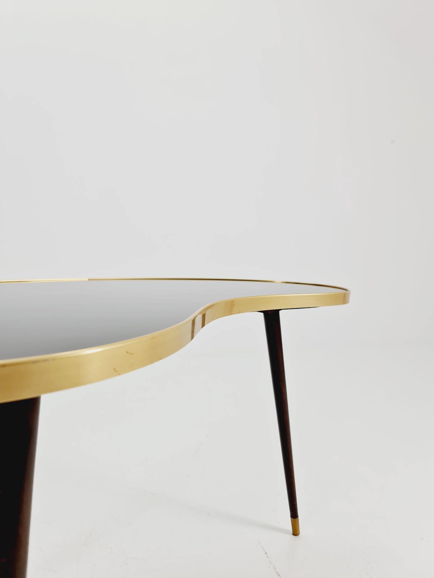 German Mid-Century Tripod Glass & Brass Coffee Table By Else 1950s