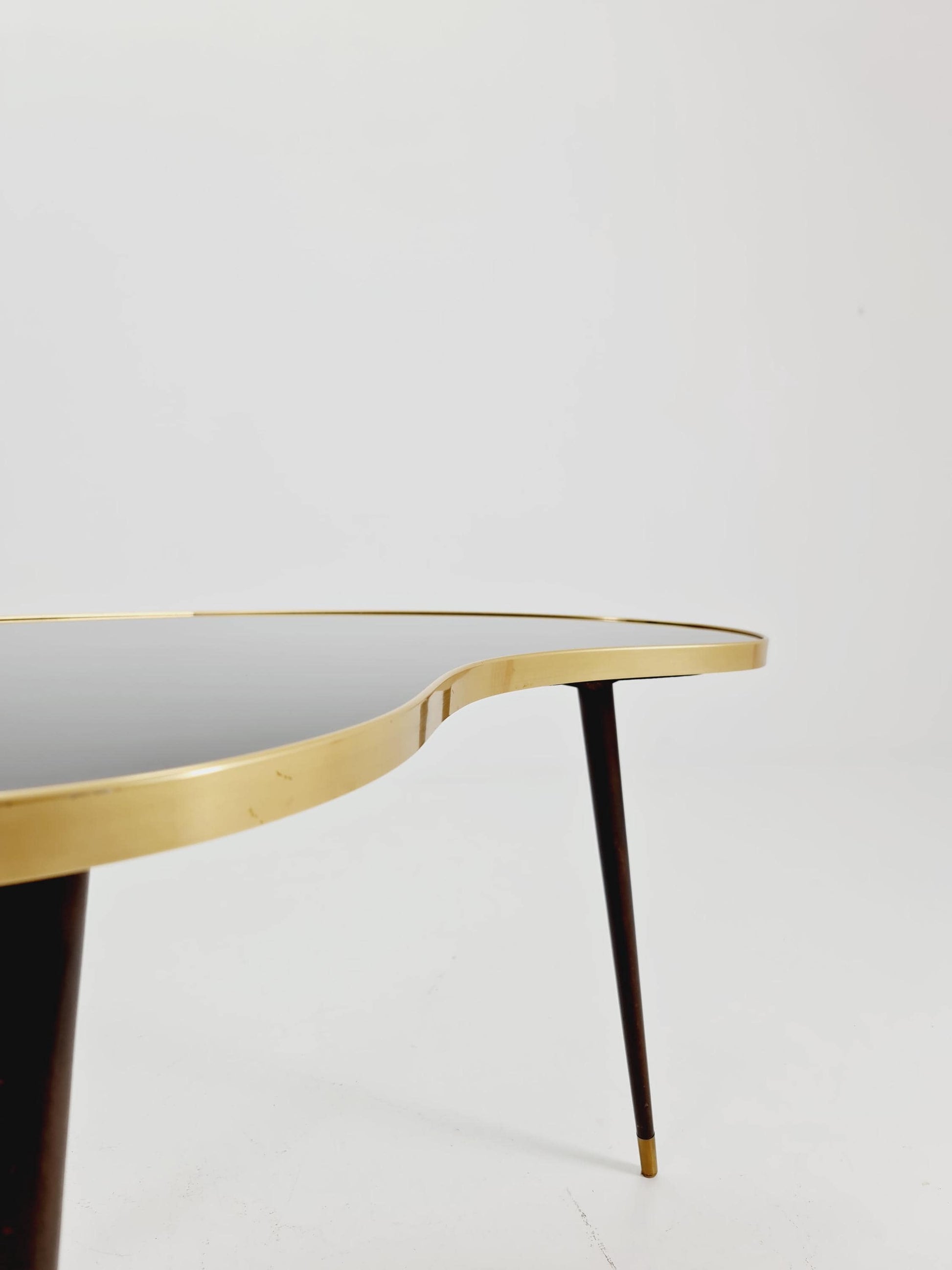 German Mid-Century Tripod Glass & Brass Coffee Table By Else 1950s