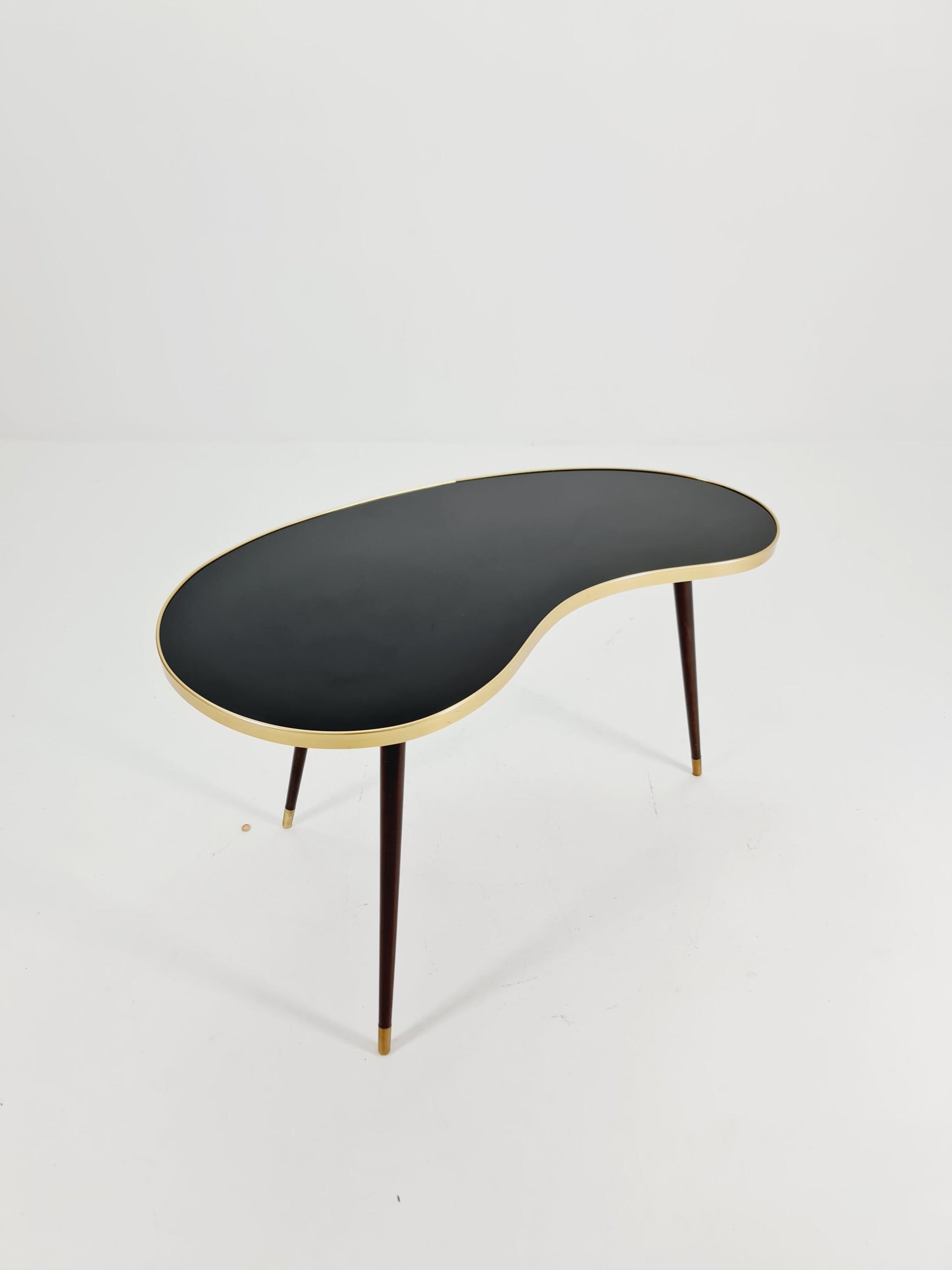 German Mid-Century Tripod Glass & Brass Coffee Table By Else 1950s