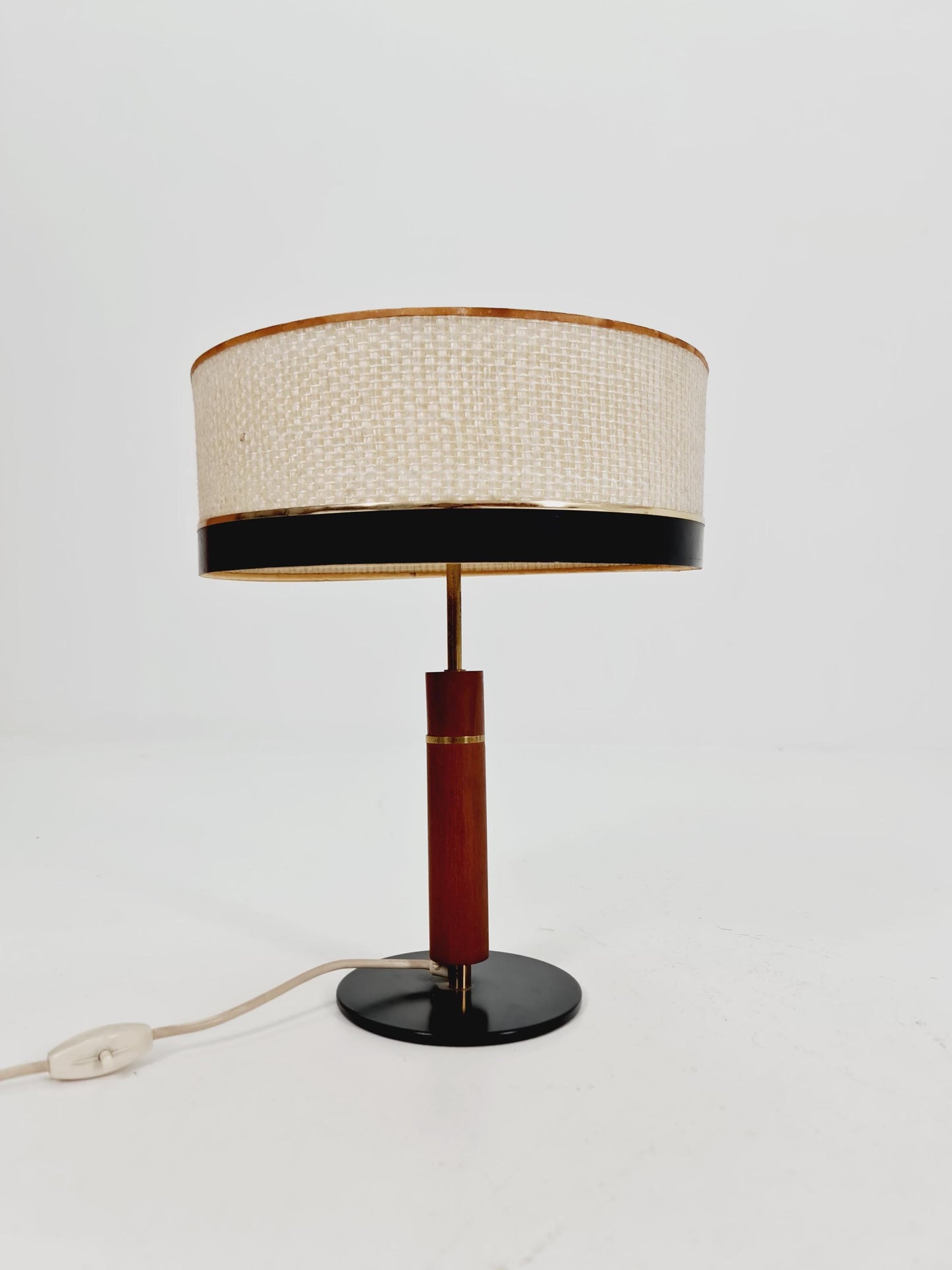Mid century teak & brass table lamp by Vereinigte Werkstätten München, Germany, 1960s