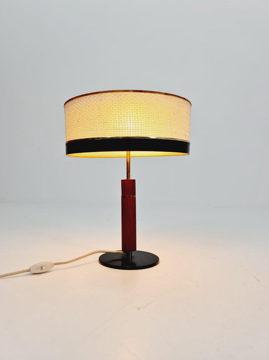Mid century teak & brass table lamp by Vereinigte Werkstätten München, Germany, 1960s