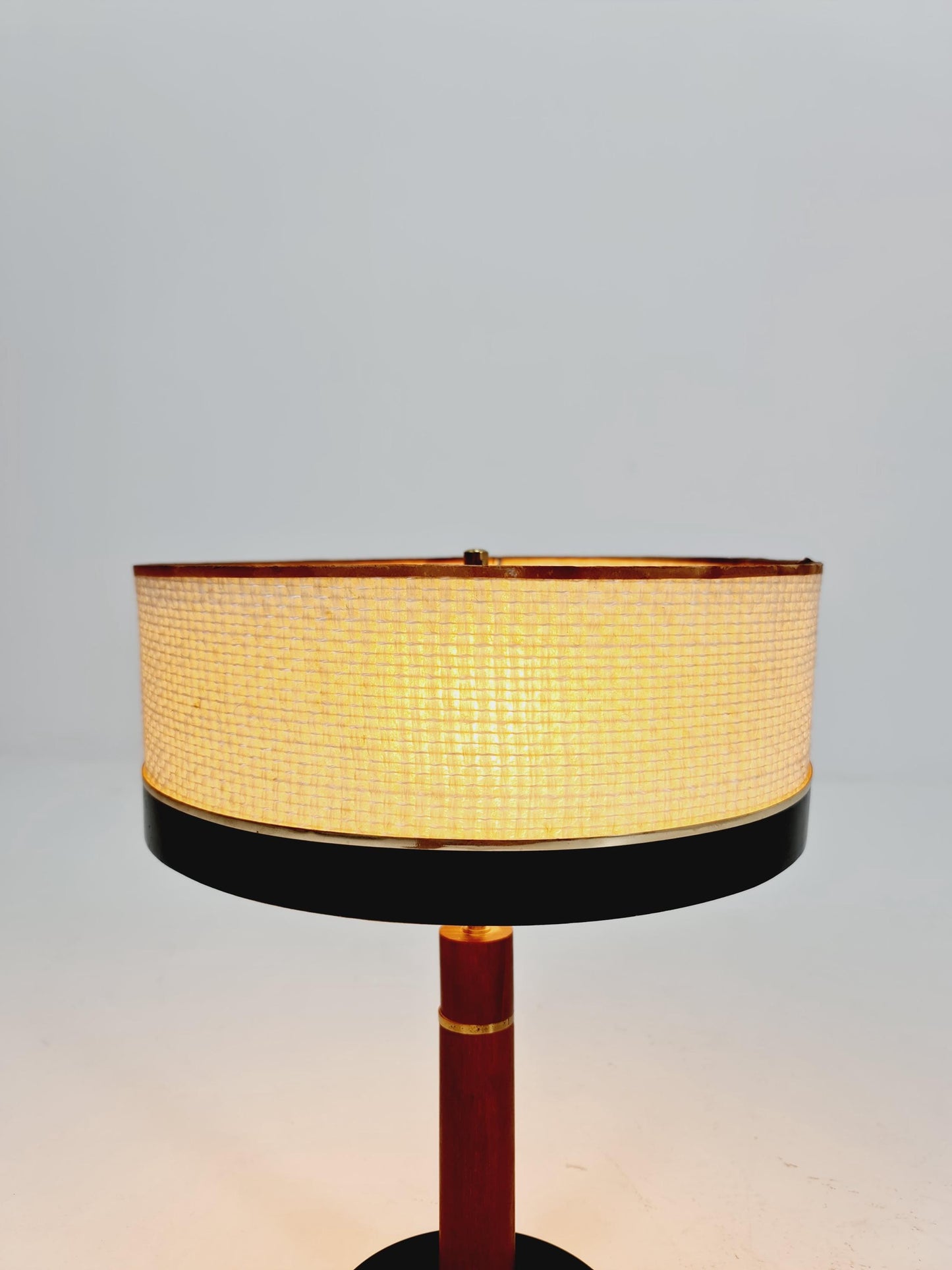 Mid century teak & brass table lamp by Vereinigte Werkstätten München, Germany, 1960s