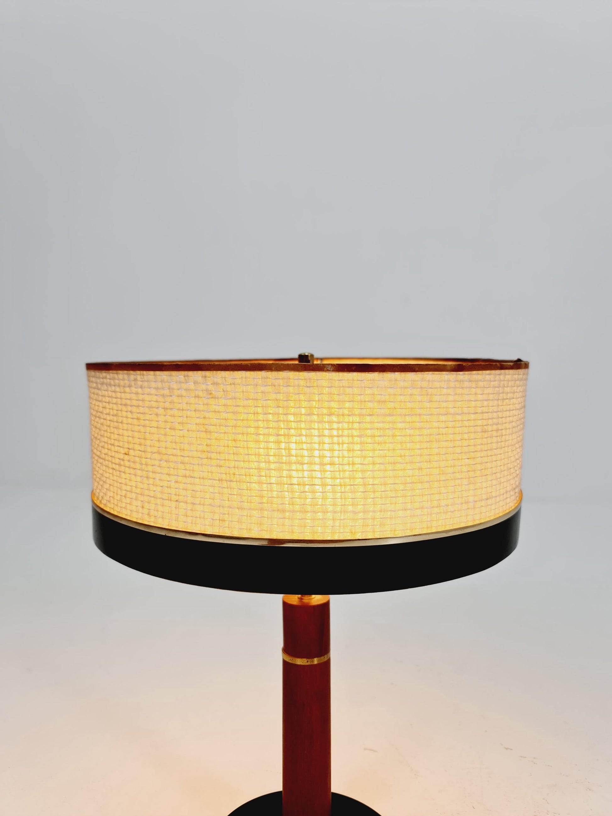 Mid century teak & brass table lamp by Vereinigte Werkstätten München, Germany, 1960s