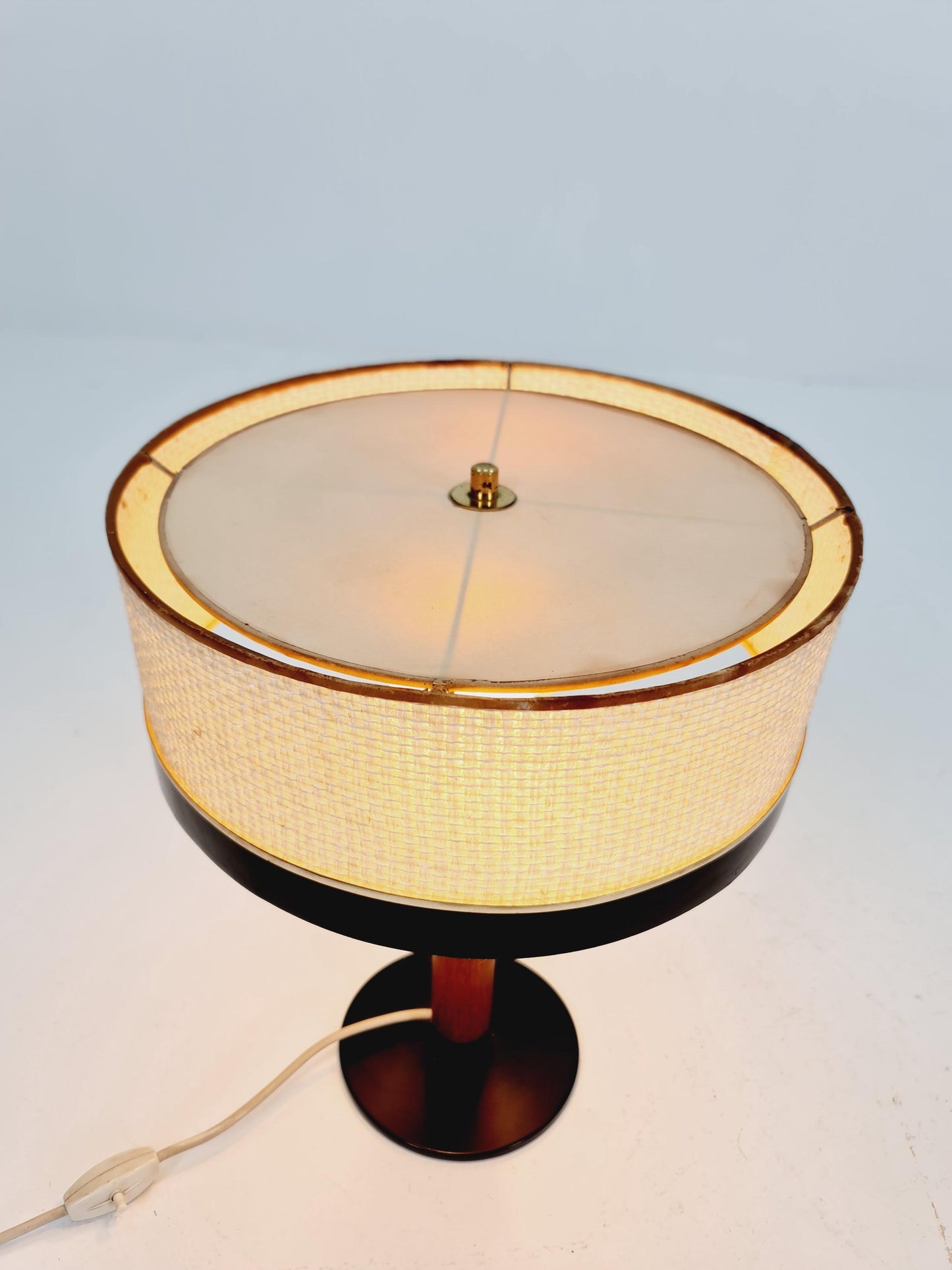 Mid century teak & brass table lamp by Vereinigte Werkstätten München, Germany, 1960s