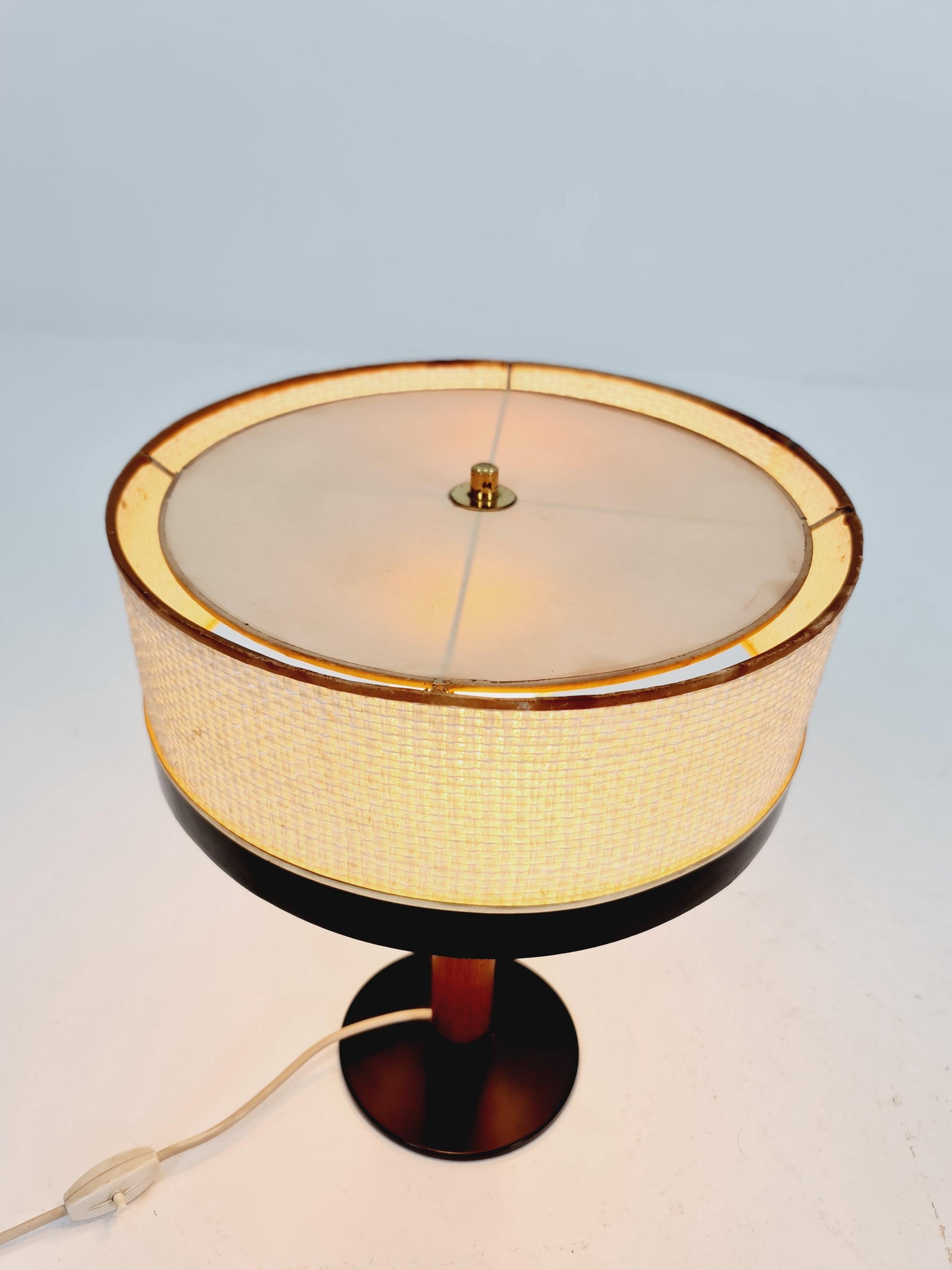 Mid century teak & brass table lamp by Vereinigte Werkstätten München, Germany, 1960s
