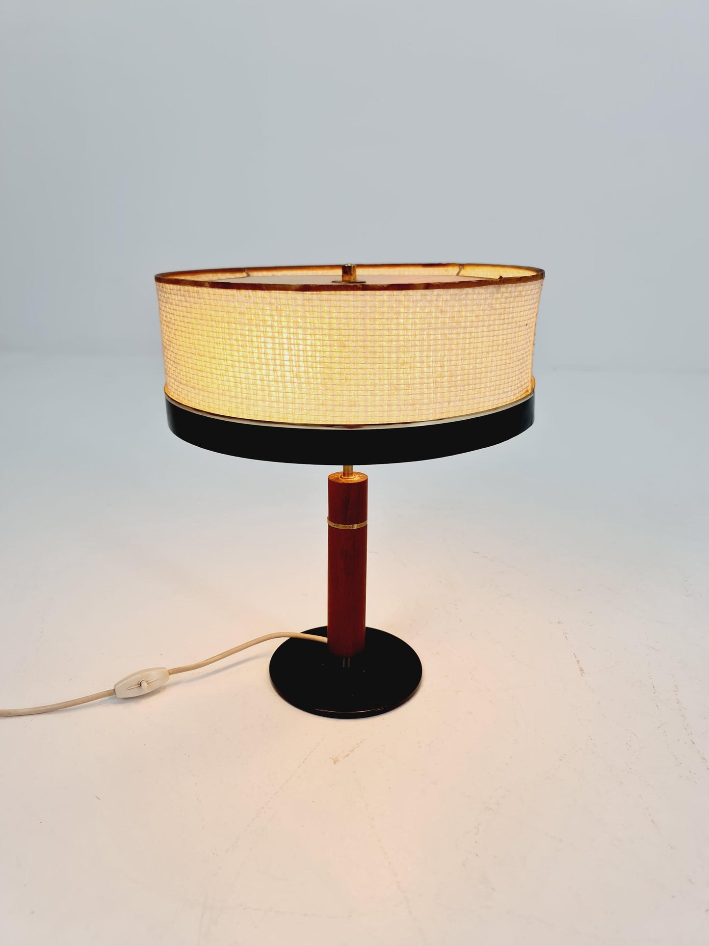 Mid century teak & brass table lamp by Vereinigte Werkstätten München, Germany, 1960s
