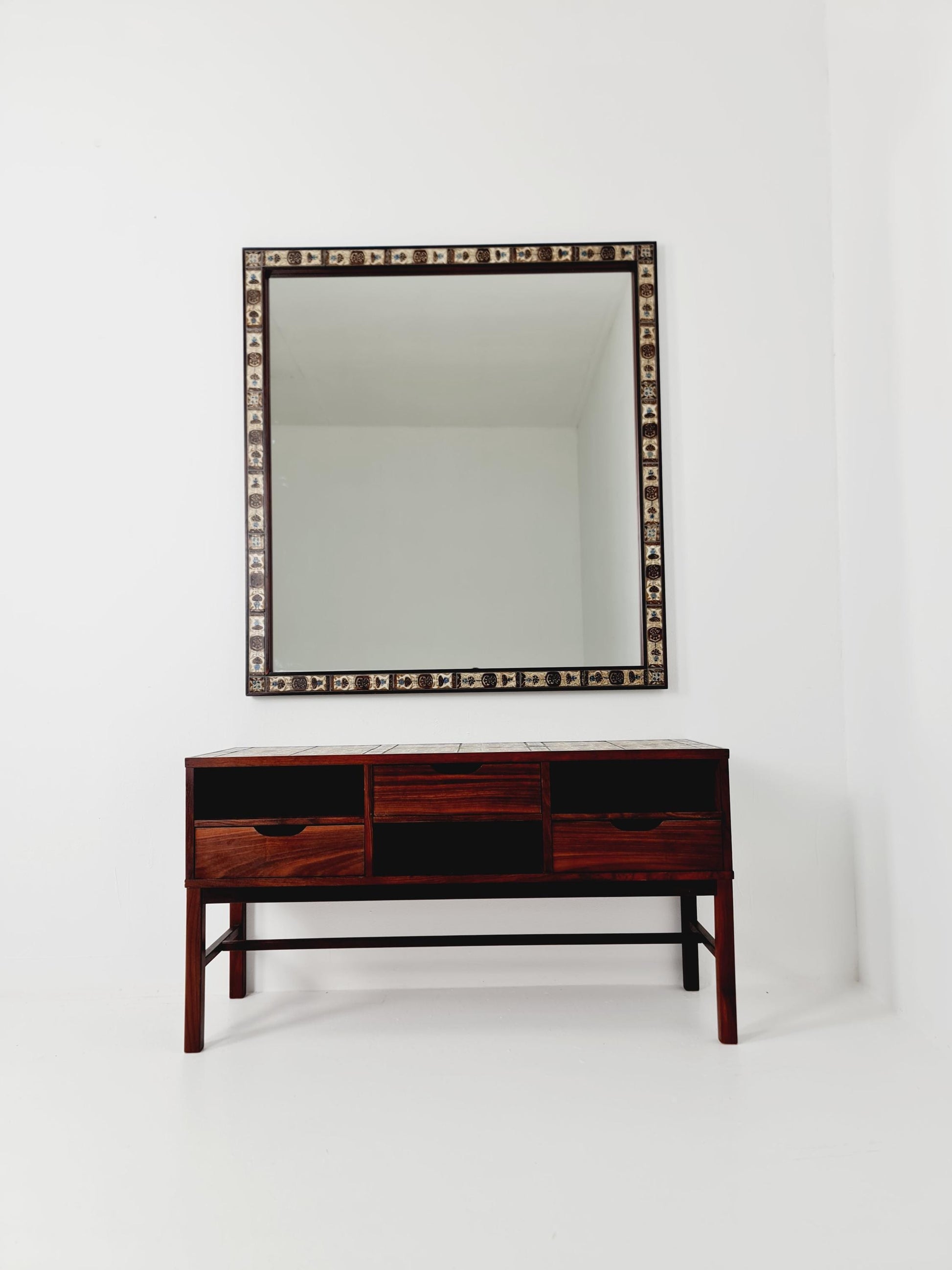 high quality sideboard and Big Mirror by designer Severin Hansen for Haslev and Royal copenhagen 1960s
