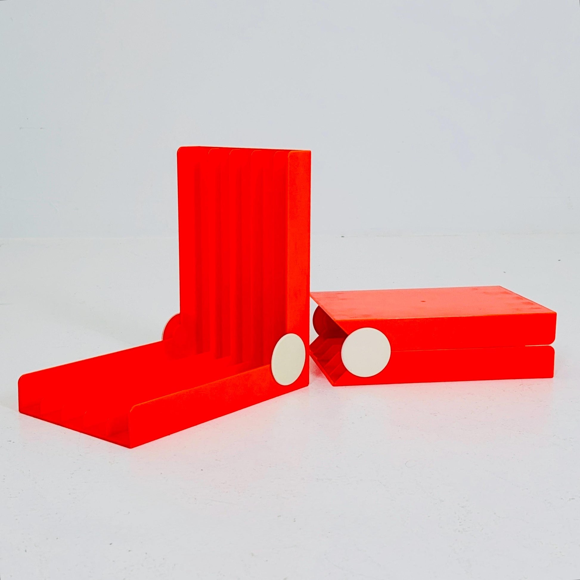 Set of 2 Space age Scholl Vintage foldable Record Holders- orange Translucent LP Box /Vinyl Box - germany 1970s