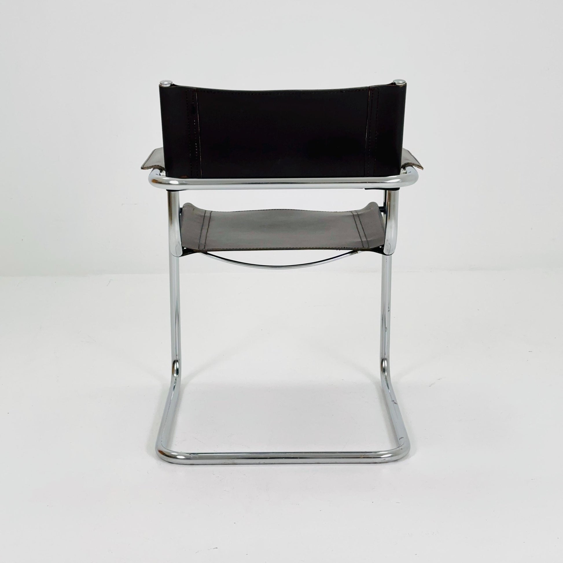 Mid-Century Bauhaus Dark Brown Armchair by Centro Studio Italy, 1980s