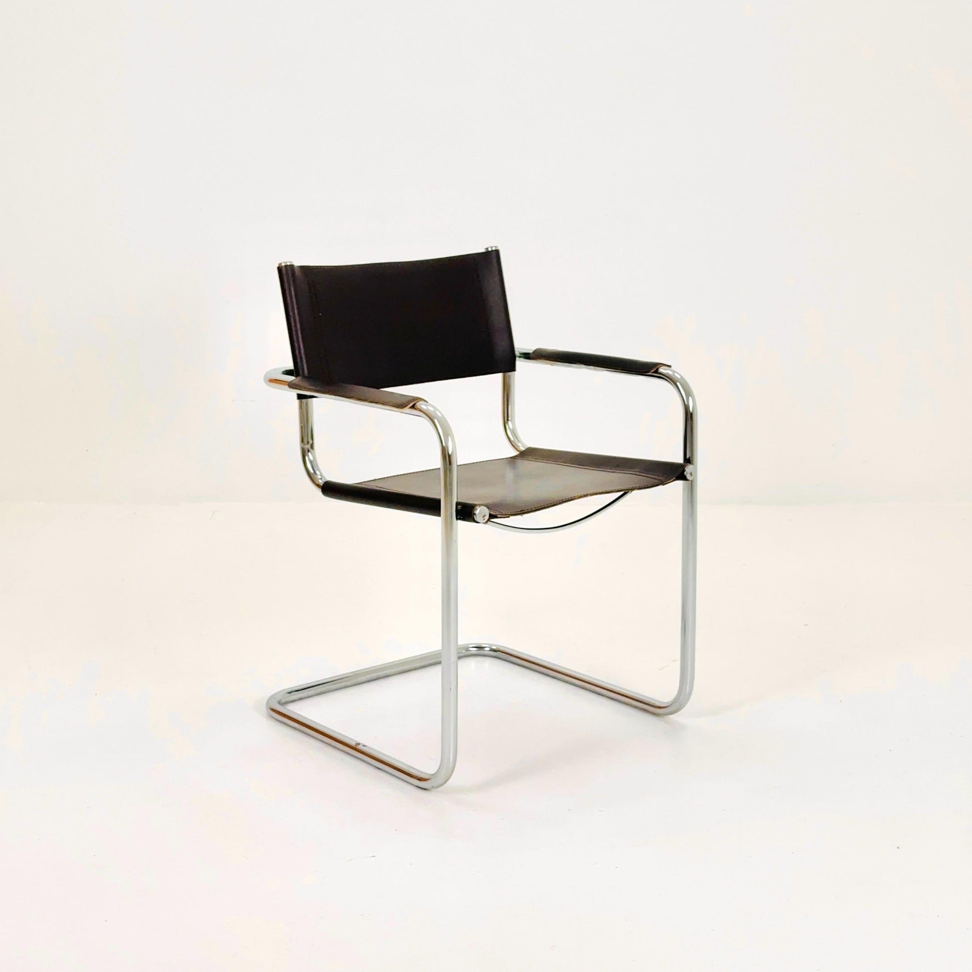 Mid-Century Bauhaus Dark Brown Armchair by Centro Studio Italy, 1980s