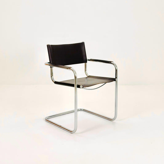 Mid-Century Bauhaus Dark Brown Armchair by Centro Studio Italy, 1980s