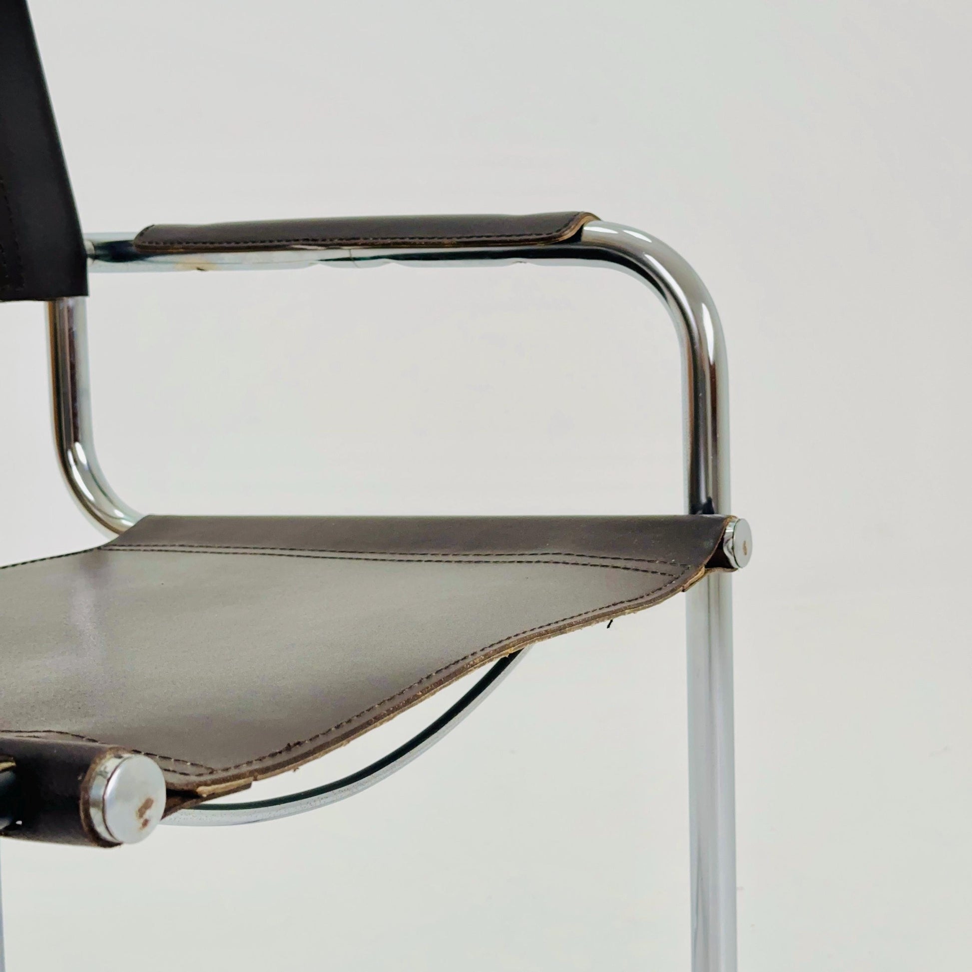 Mid-Century Bauhaus Dark Brown Armchair by Centro Studio Italy, 1980s