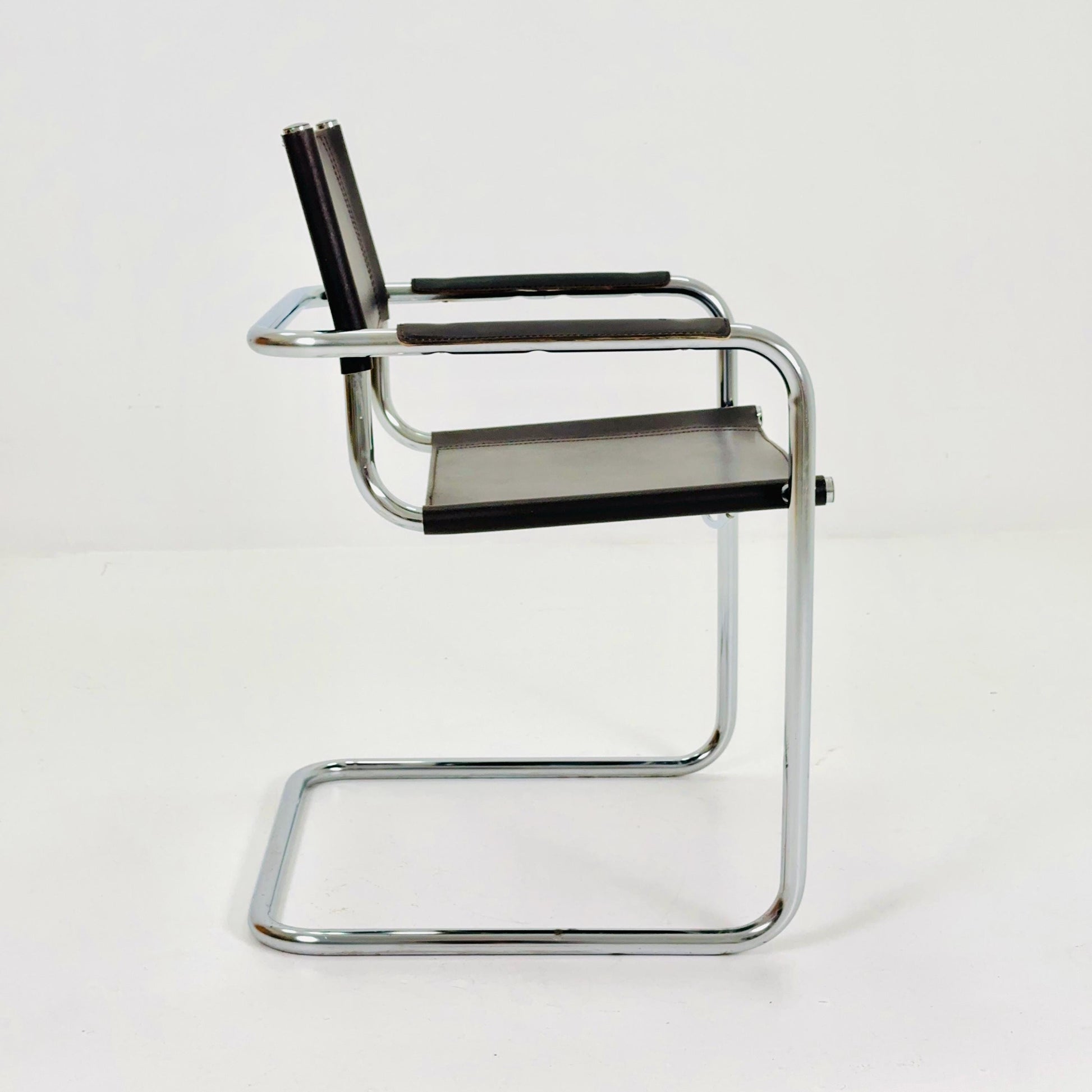 Mid-Century Bauhaus Dark Brown Armchair by Centro Studio Italy, 1980s