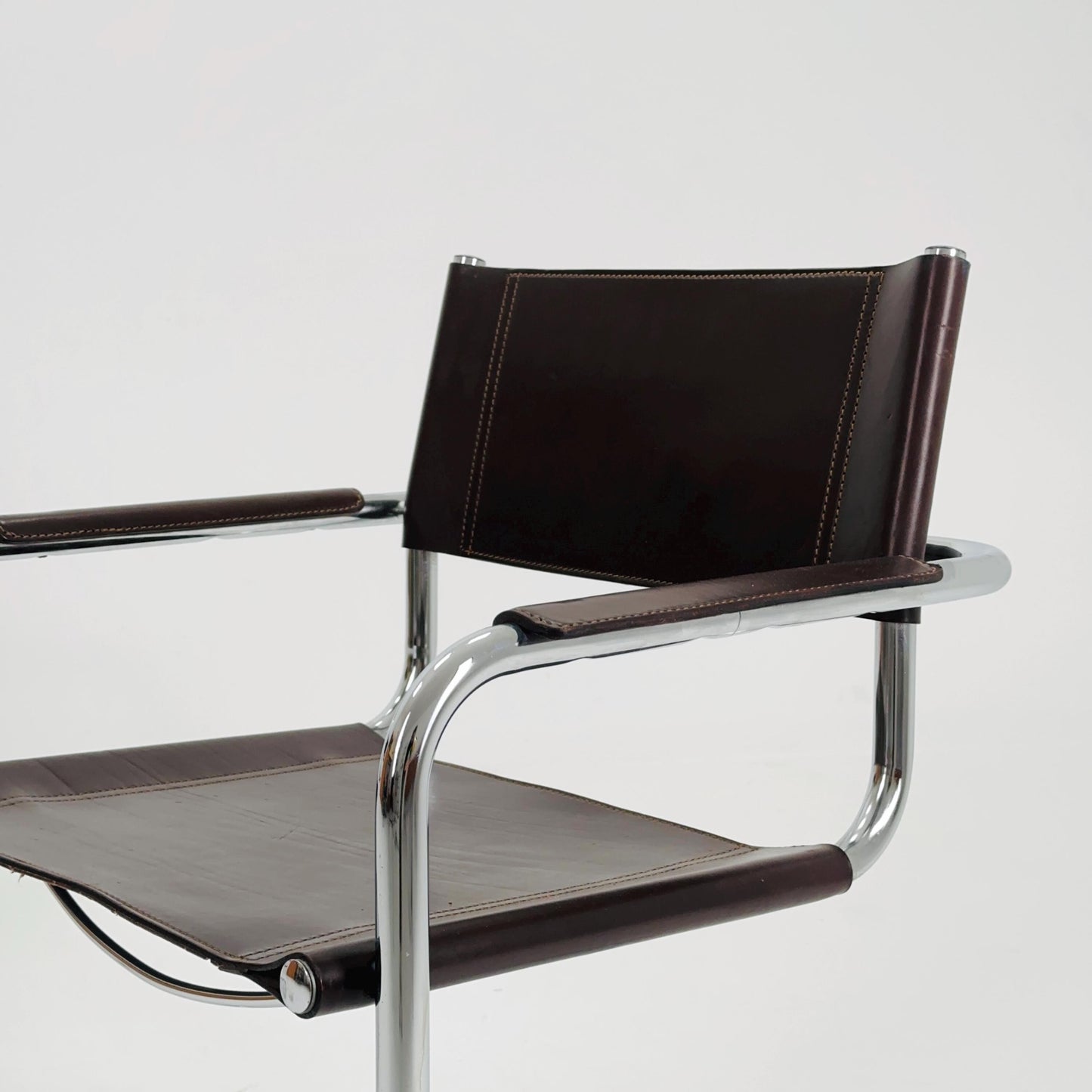 Set of 2 Mid-Century Bauhaus Dark Brown Armchairs by Centro Studio Italy, 1980s
