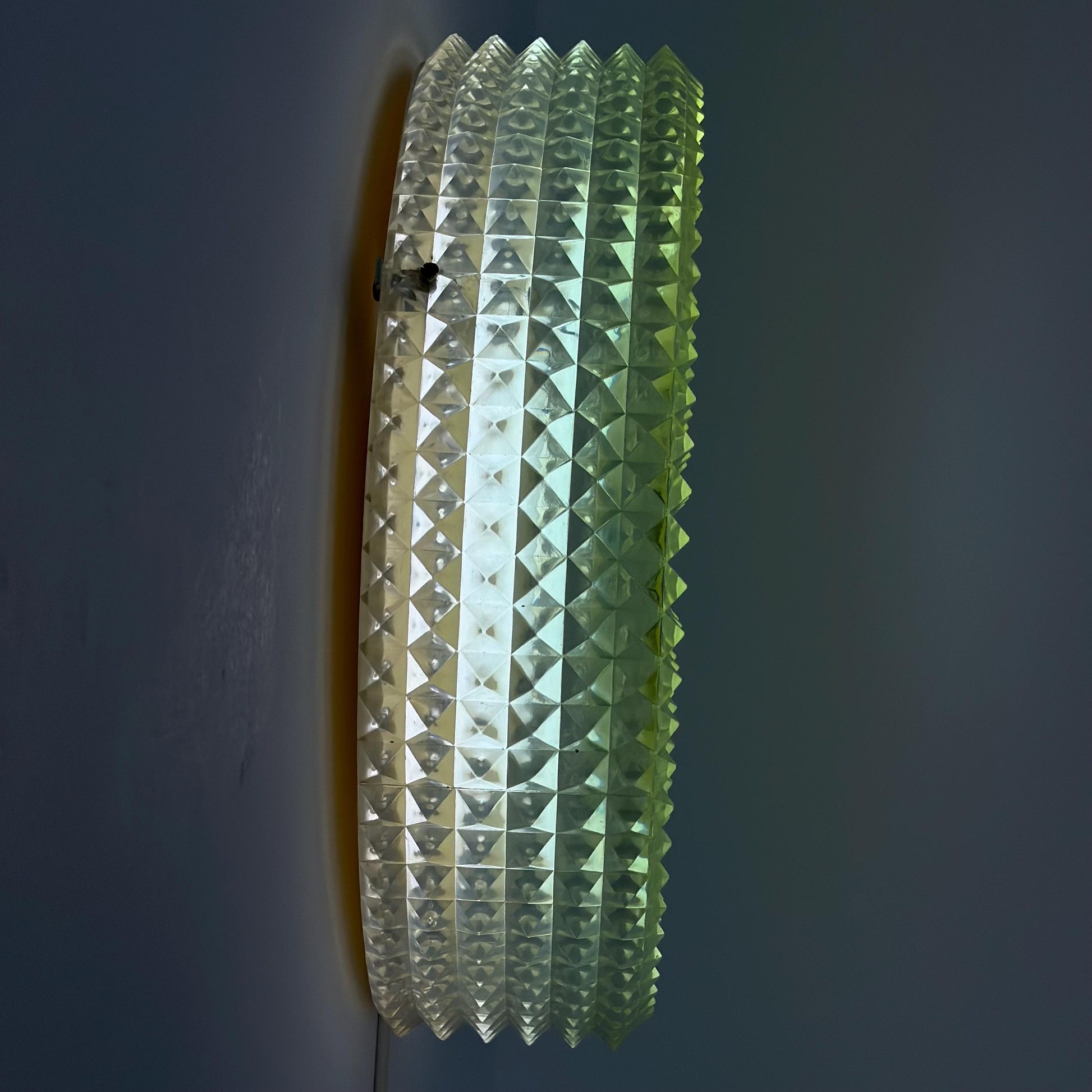 Mid-Century Modern Wall Mirror with Backlight | 1970s Textured Acrylic | Vintage Ambient Lighting