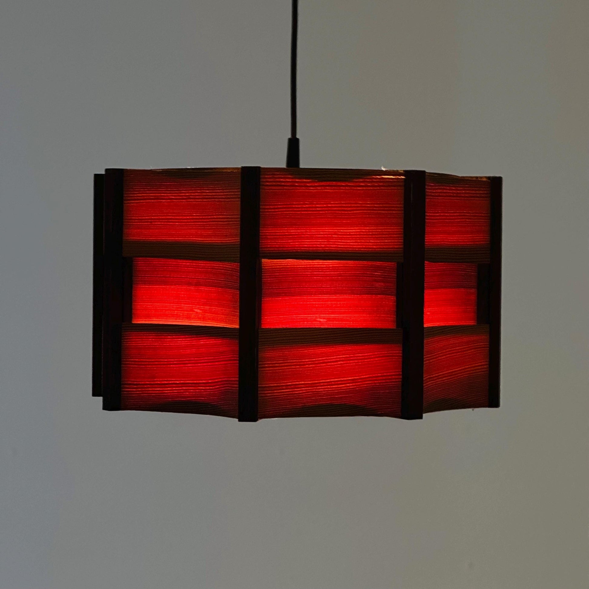 Mid-Century Modern Danish Pendant Lamp – Sculptural Wooden Shade, 1960s Denmark