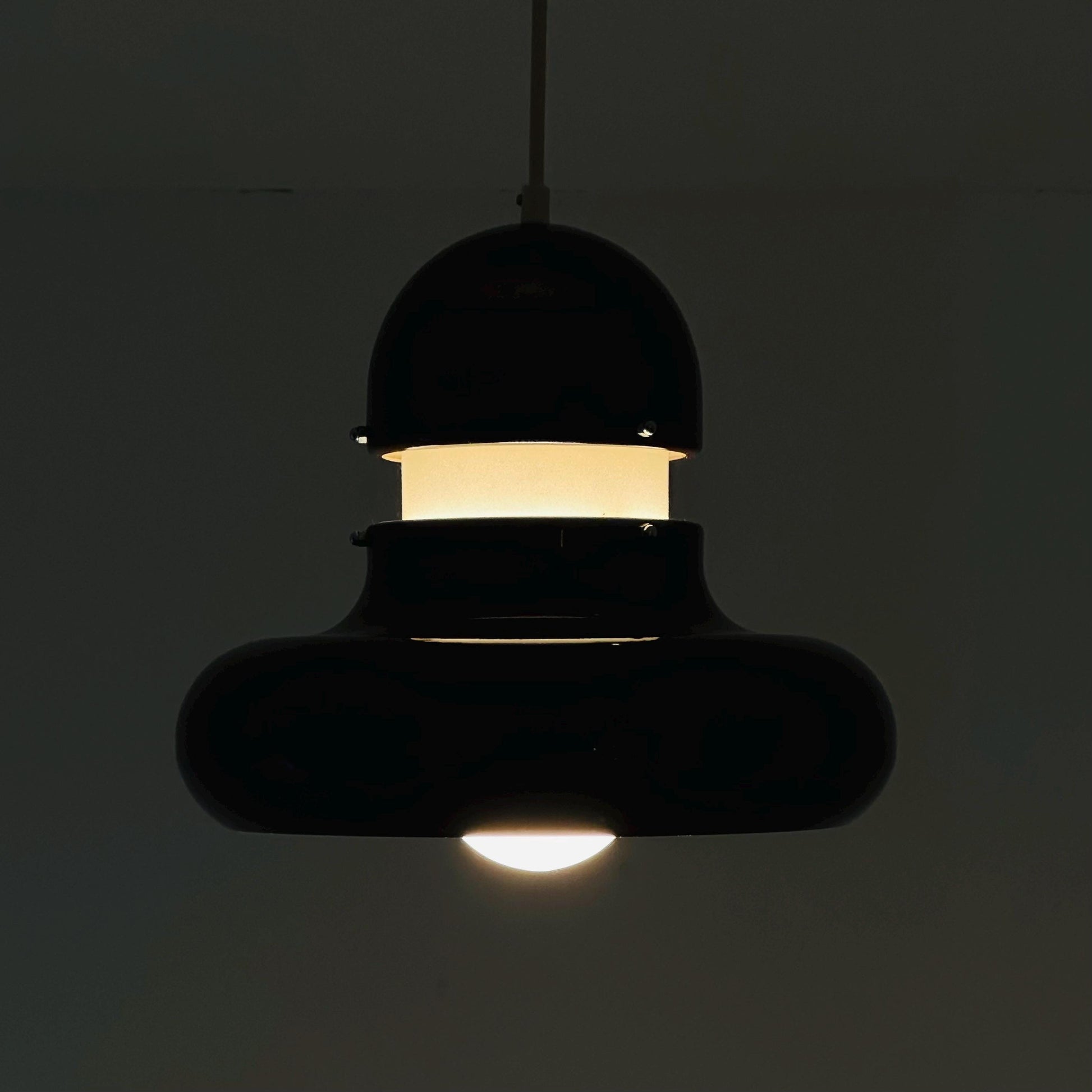 Mid century brown chrome UFO hanging lamp by Hillebrand Lighting, 1970s Germany
