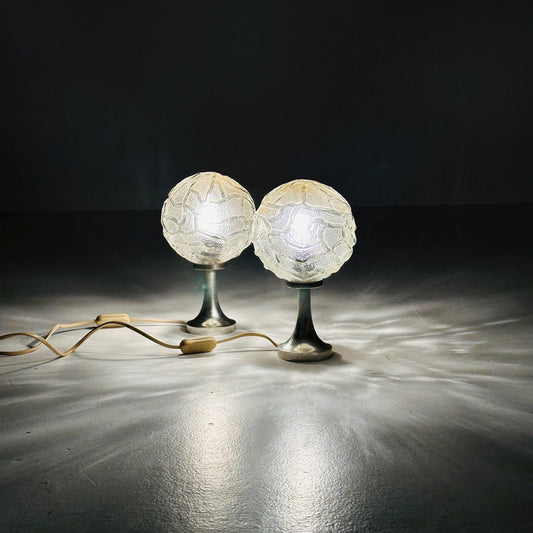 Set of 2 Mid-Century Bedside or Desk Lamps –Glass Globe – ARO Leuchte Type 468/13, Germany 1970s
