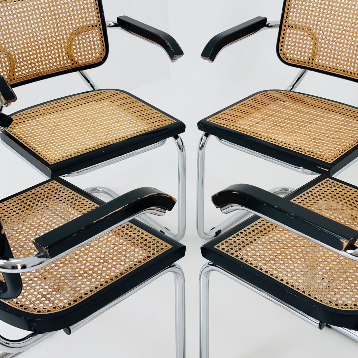 Set of 4 Mid Century s64 Cantilever Cesca Chair by Marcel Breuer / Bauhaus Design / 1980s Italy
