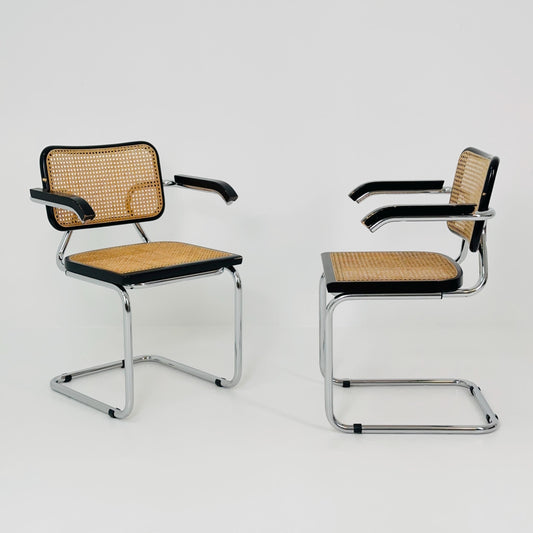 Set of 2 Mid Century s64 Cantilever Cesca Chair by Marcel Breuer / Bauhaus Design / 1980s Italy