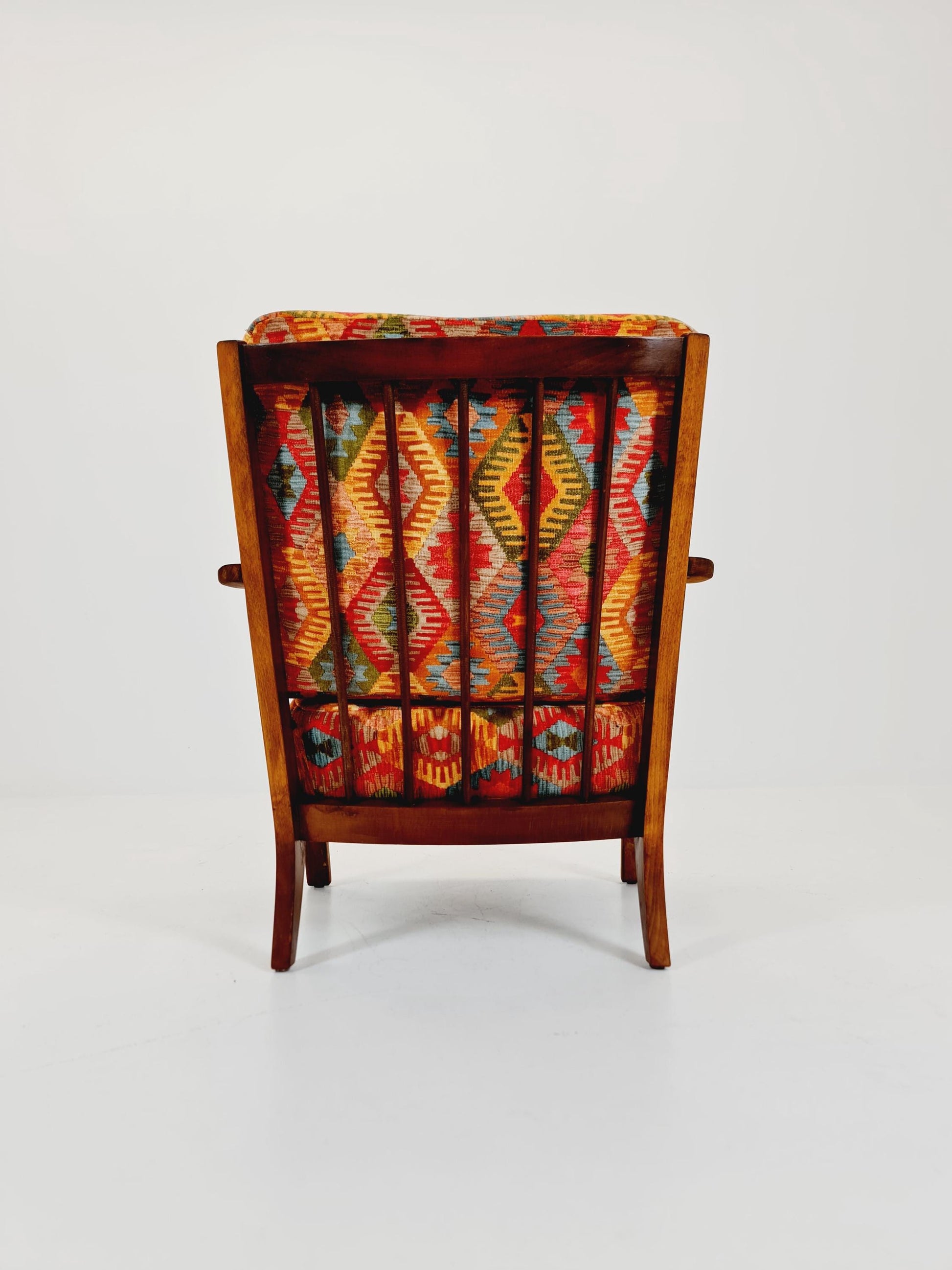 Rare Midcentury German club lounge chair, with ottoman 1940s