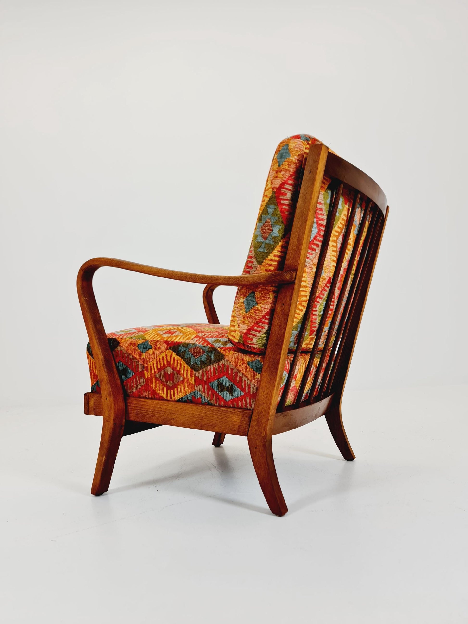 Rare Midcentury German club lounge chair, with ottoman 1940s