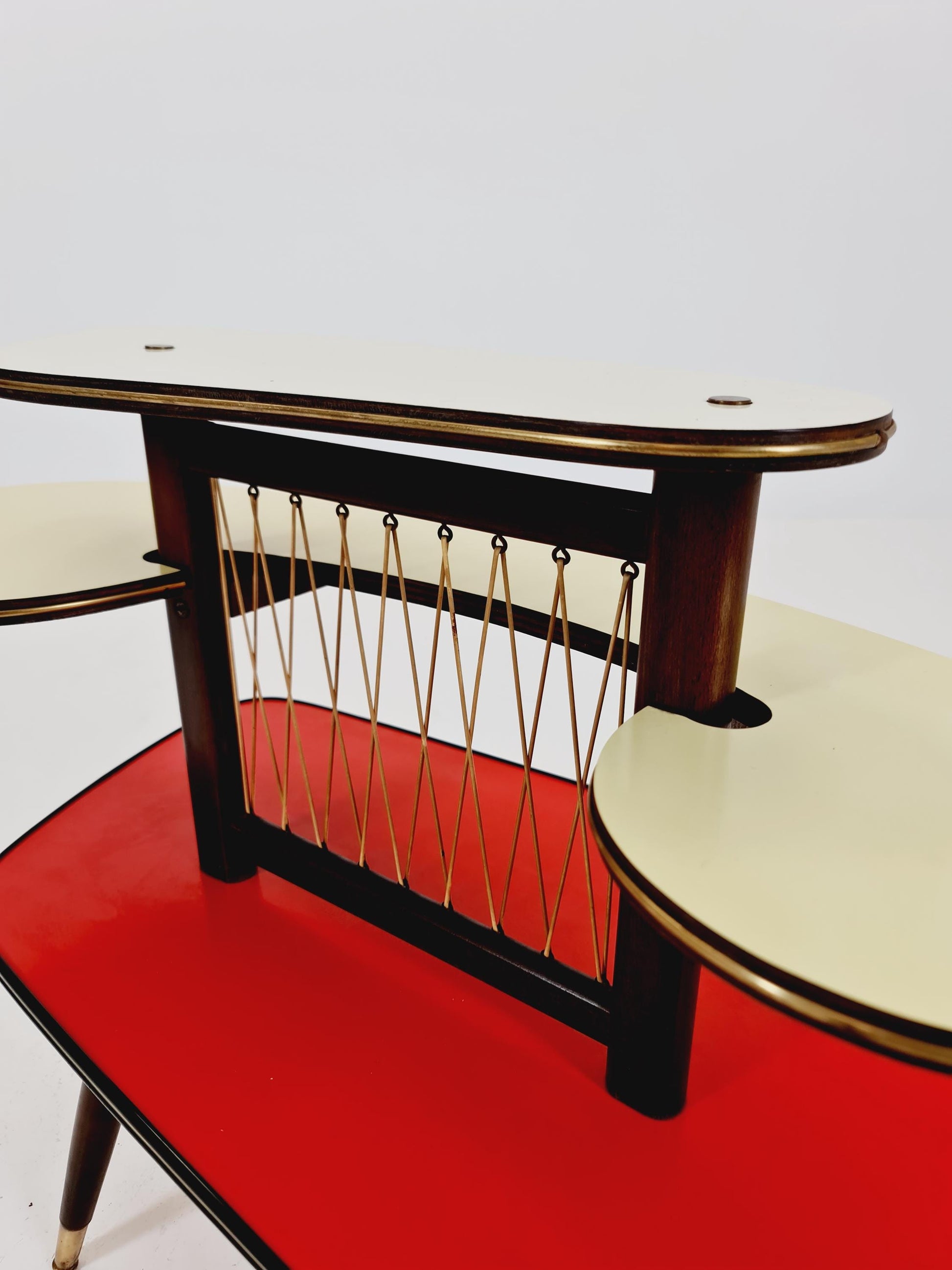 Rare Large German Plant Stand, Colorful Vintage Mid-Century Minimalist Indoor Plant Stand Side Table Retro flower table, 1950s