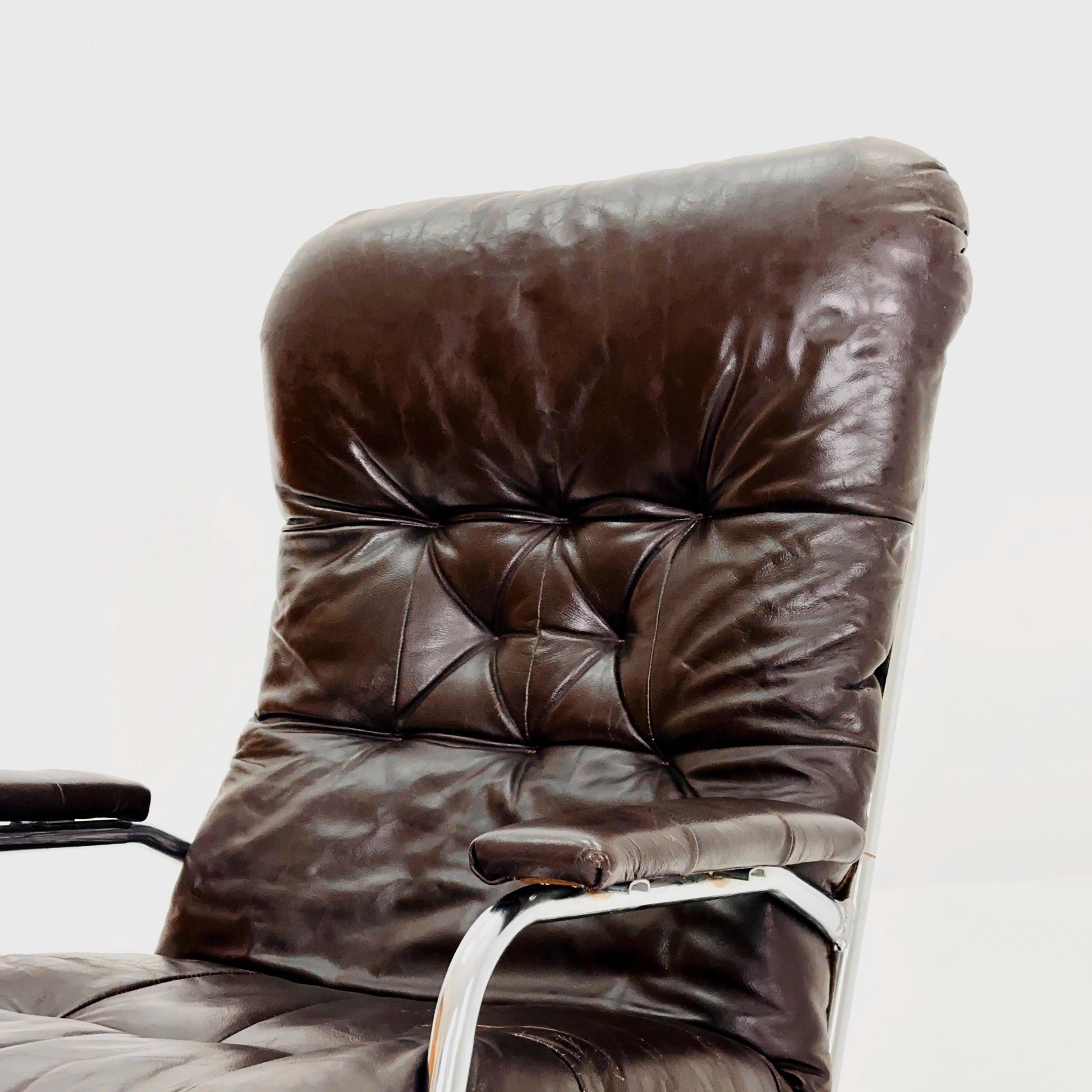 Mid Century Industrial Swivel Armchair by Skoghaug Industries, Norway, 1960s