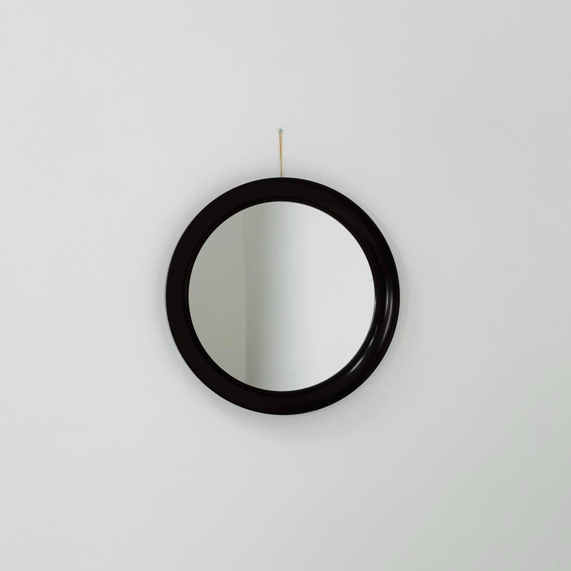 Mid-Century Space Age Red Round Wall Mirror | Italy 1980s