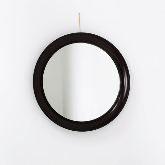 Mid-Century Space Age Red Round Wall Mirror | Italy 1980s