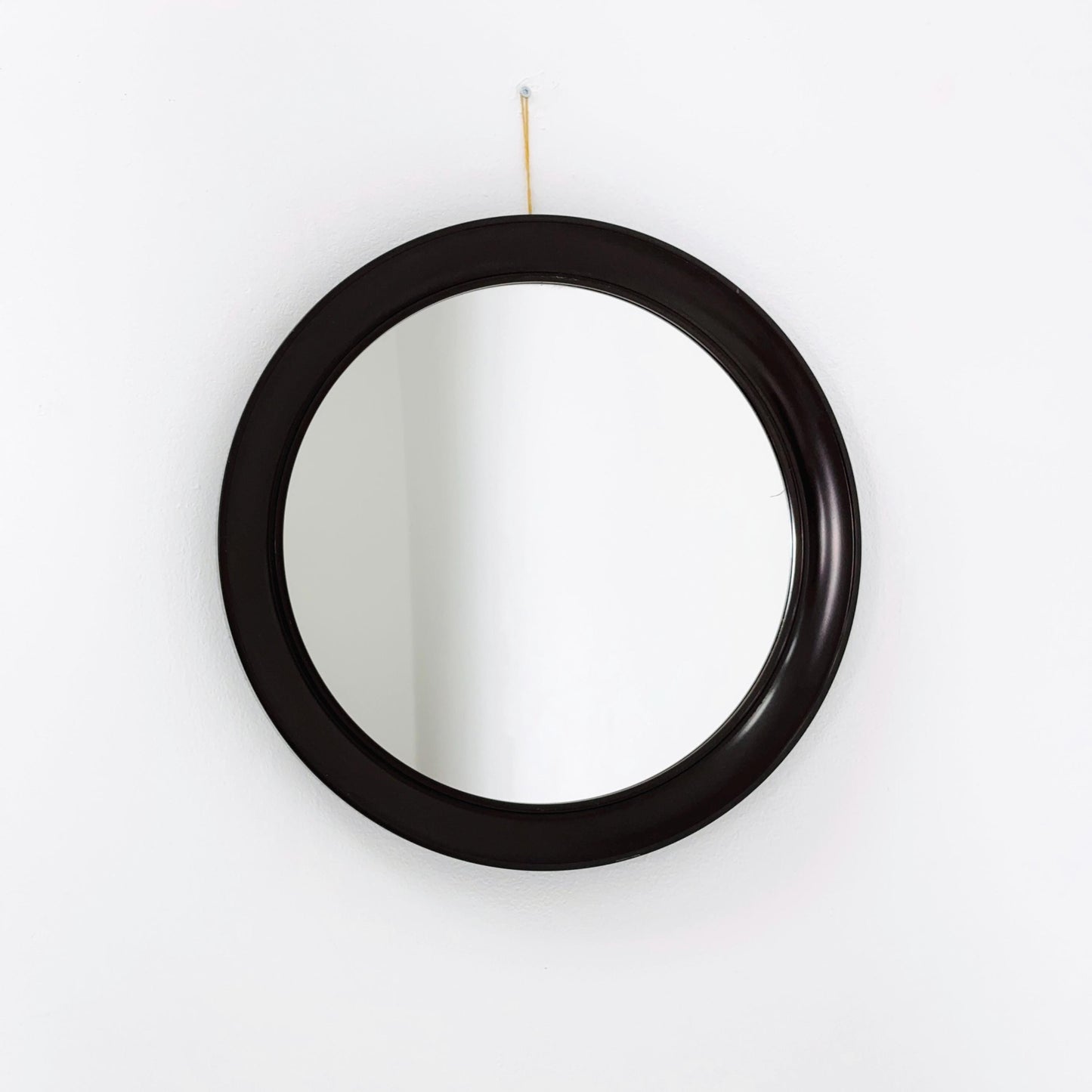 Mid-Century Space Age Red Round Wall Mirror | Italy 1980s
